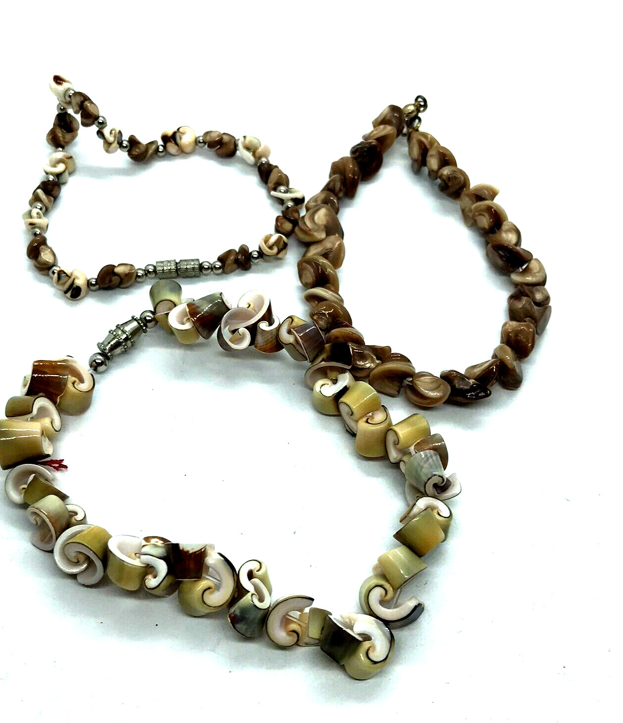 Lot Of Vintage Shell Bracelet boho beach VSCO layering handmade earthtones