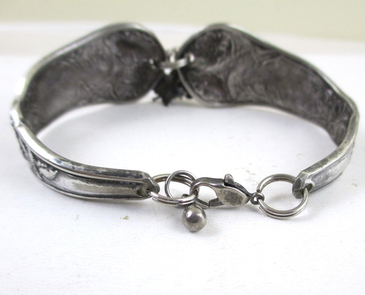 Vintage Oneida Spoon Bracelet Bridal Rose Poppy Flower Butterfly Mapleleaf Charm