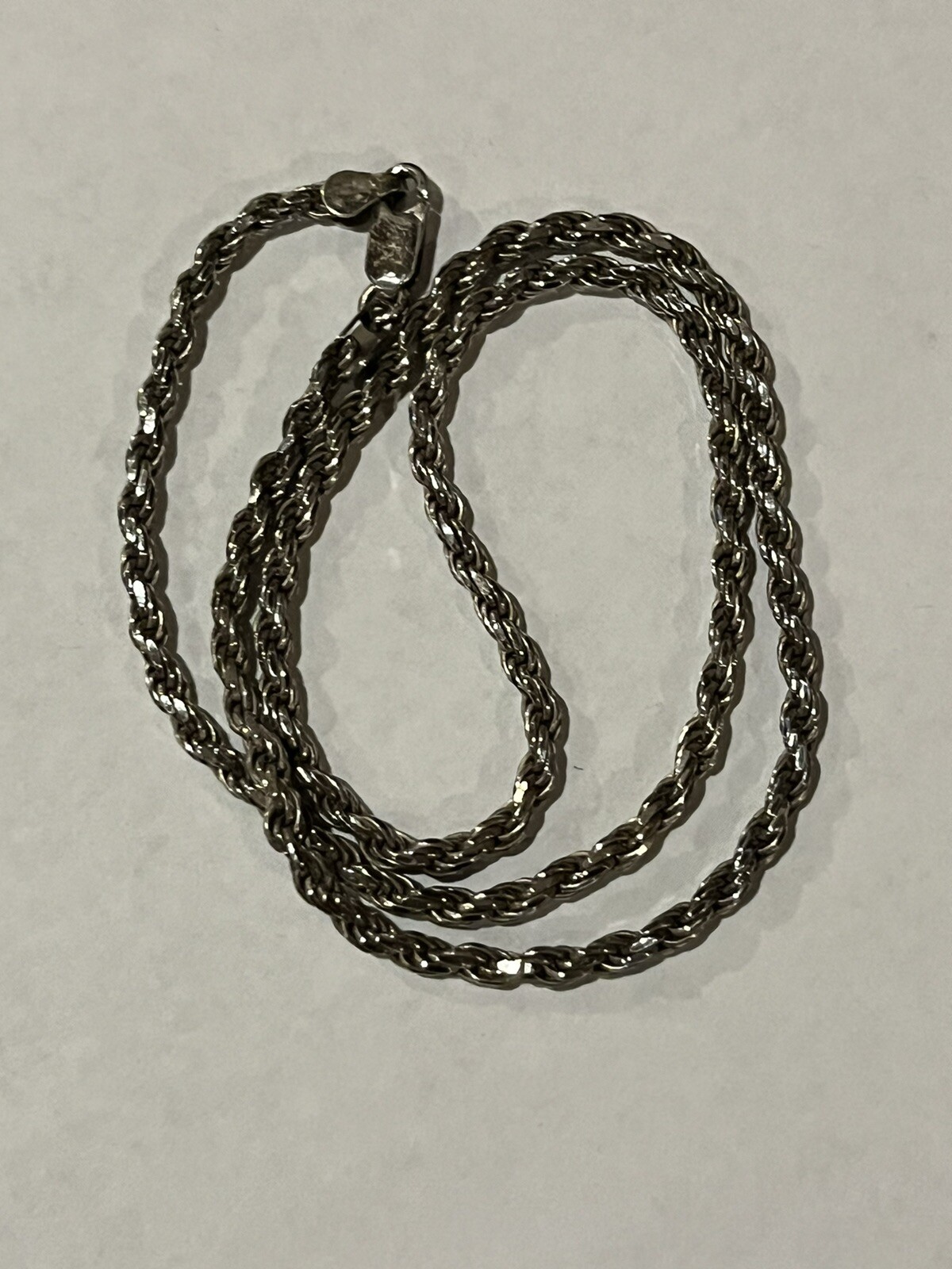 Vintage sterling silver rope chain necklace lobster claw clasp 18 in 15.8 grams