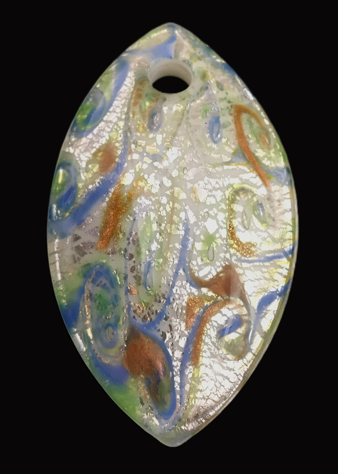 Lot of 3 Art Glass Porcelain Pendants Mosaic Abstract Designs Metallic Foil