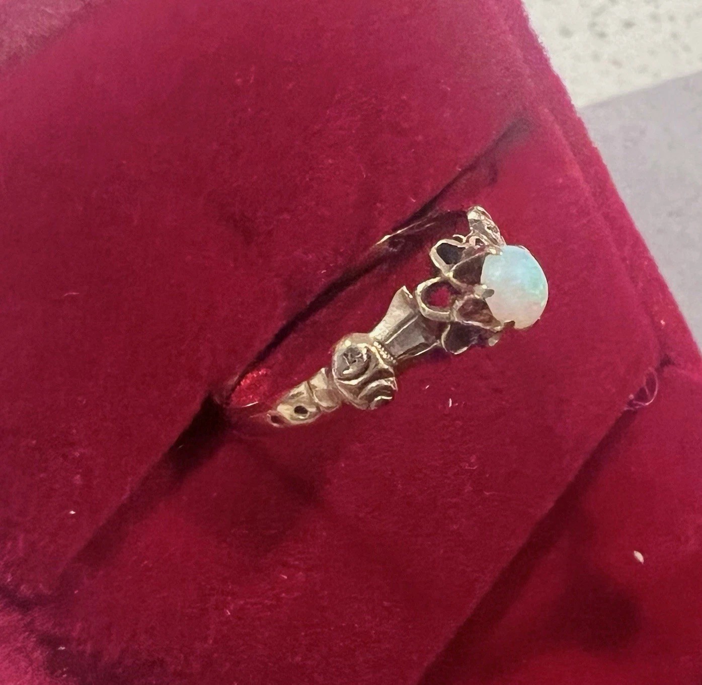 Victorian Antique Opal 10k Yellow Gold Ring Size 7.25 Reduced! Intricate Belt