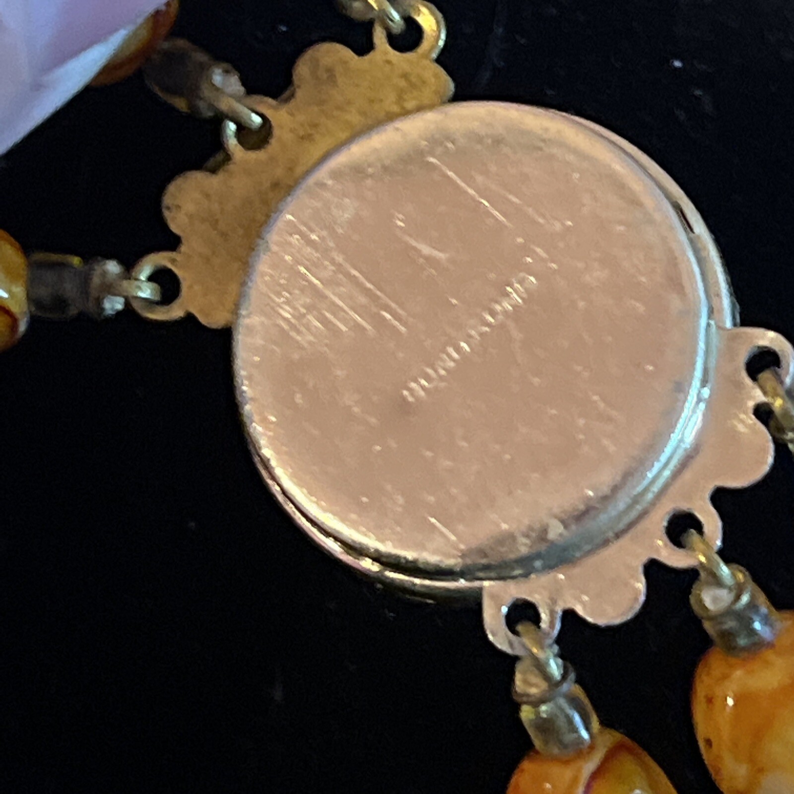 Vintage Made In Hong Kong Amber/Brown Multi Strand Necklace & Clip on Earrings