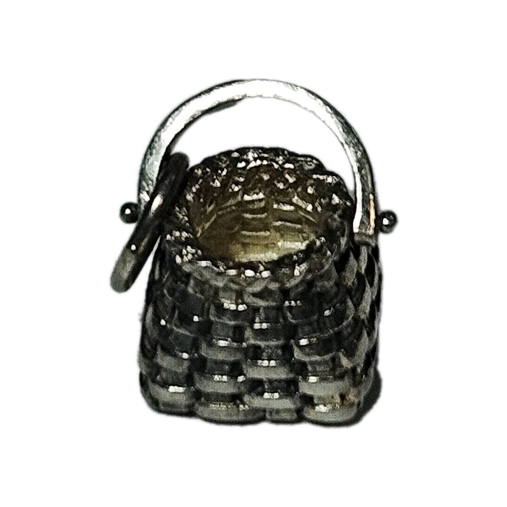 Vintage RCB Sterling Silver 1 Cm Wicker Basket With Handle Charm 4.56 Grams 925