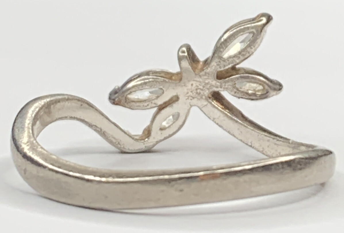 VTG Sterling 925 Signed CW Charles Winston Cubic Zirconia Dragonfly Ring SZ 8