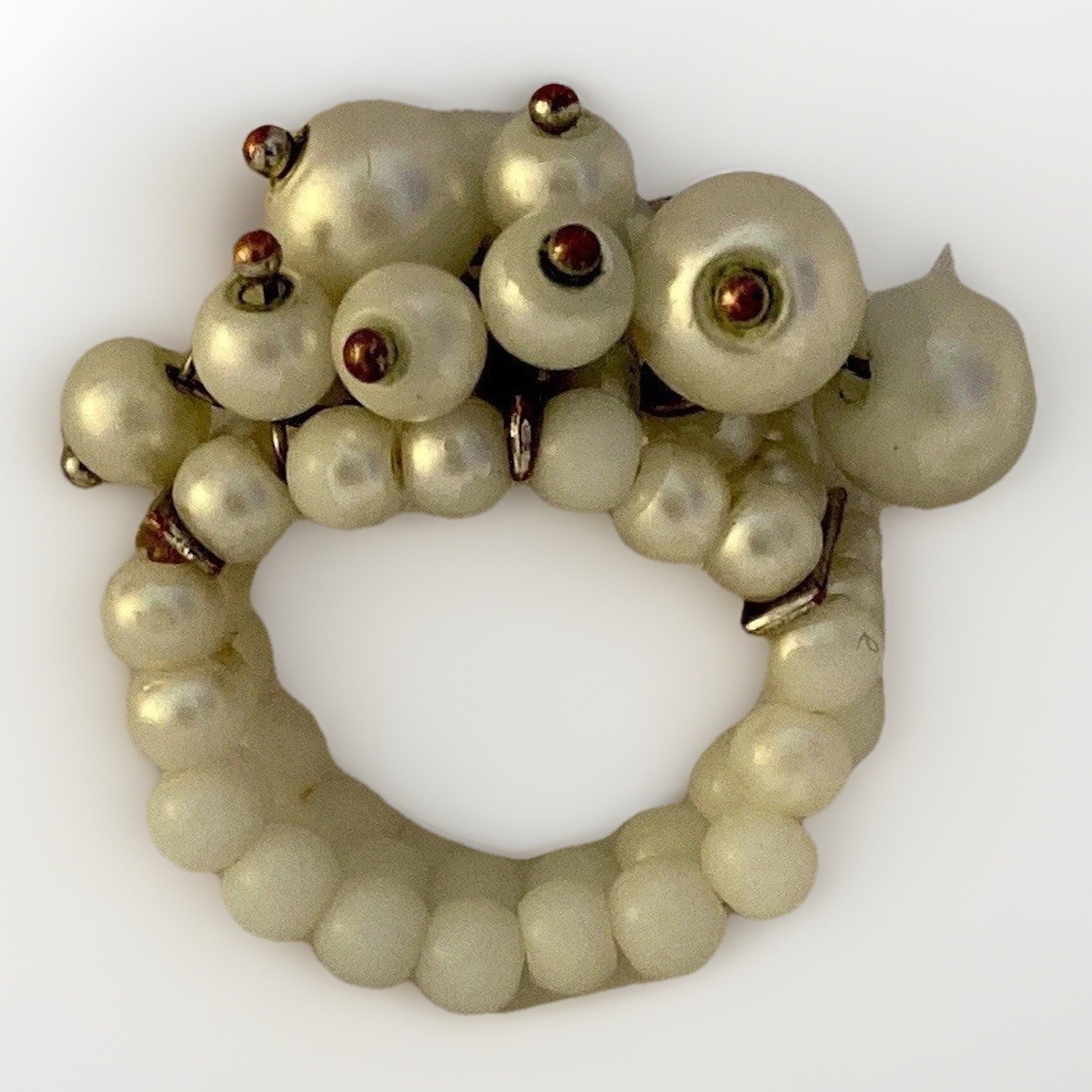 Vintage Art Deco Faux Pearl Cluster Ring Unsigned Jewelry