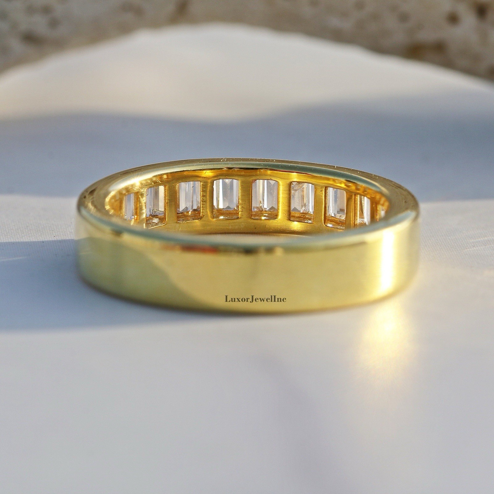 1 Ct Baguette Diamond Channel Set Band Ring Wedding Anniversary Unisex Stackable