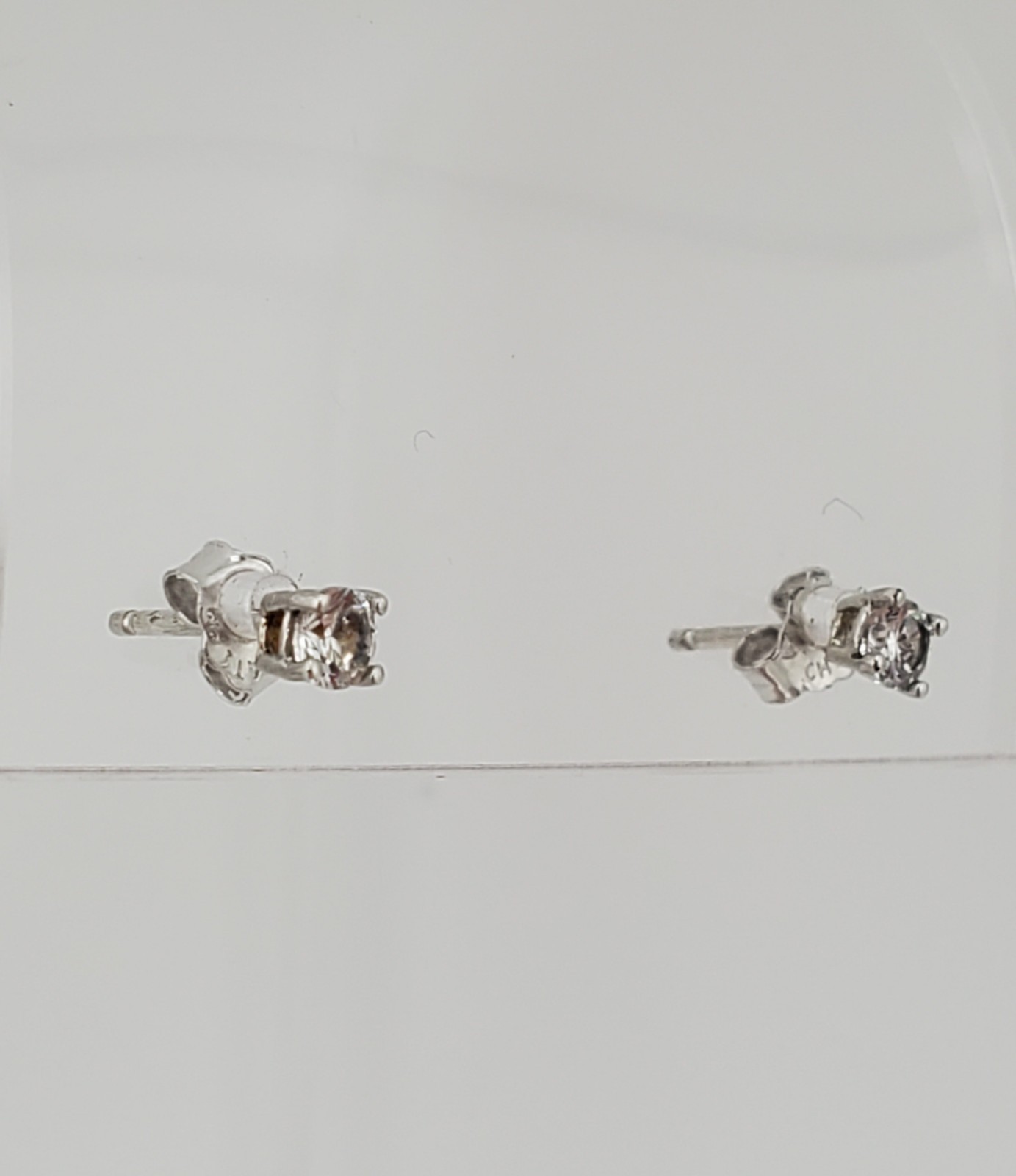 VTG 925 API Stud CZ 3mm Earrings Sterling Silver Brilliant Petite Daily Wear