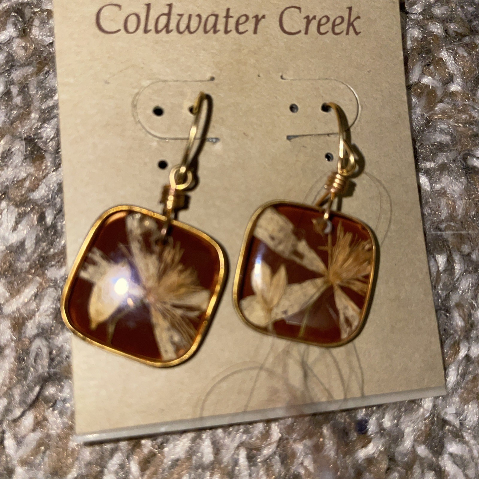 Vintage Coldwater Creek Pressed Flower Necklace & Earrings