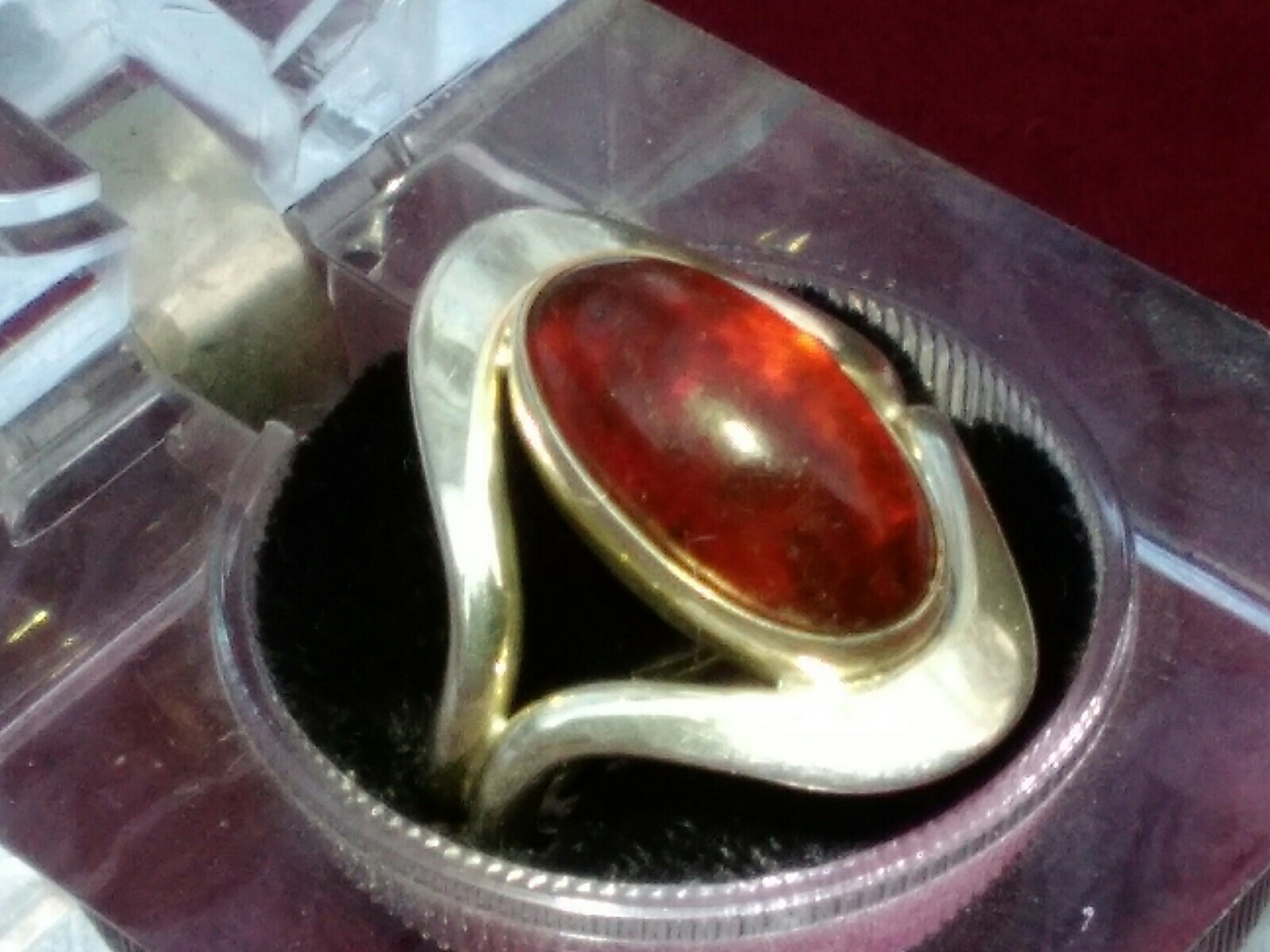 Vintage NEILS ERIK FROM 925 Sterling Modernist Amber Ring Size 6 Denmark