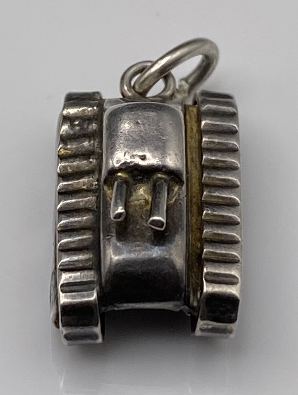 Vintage Sterling Silver Military Army War Tank Guns on Top Nice Detailed Charm