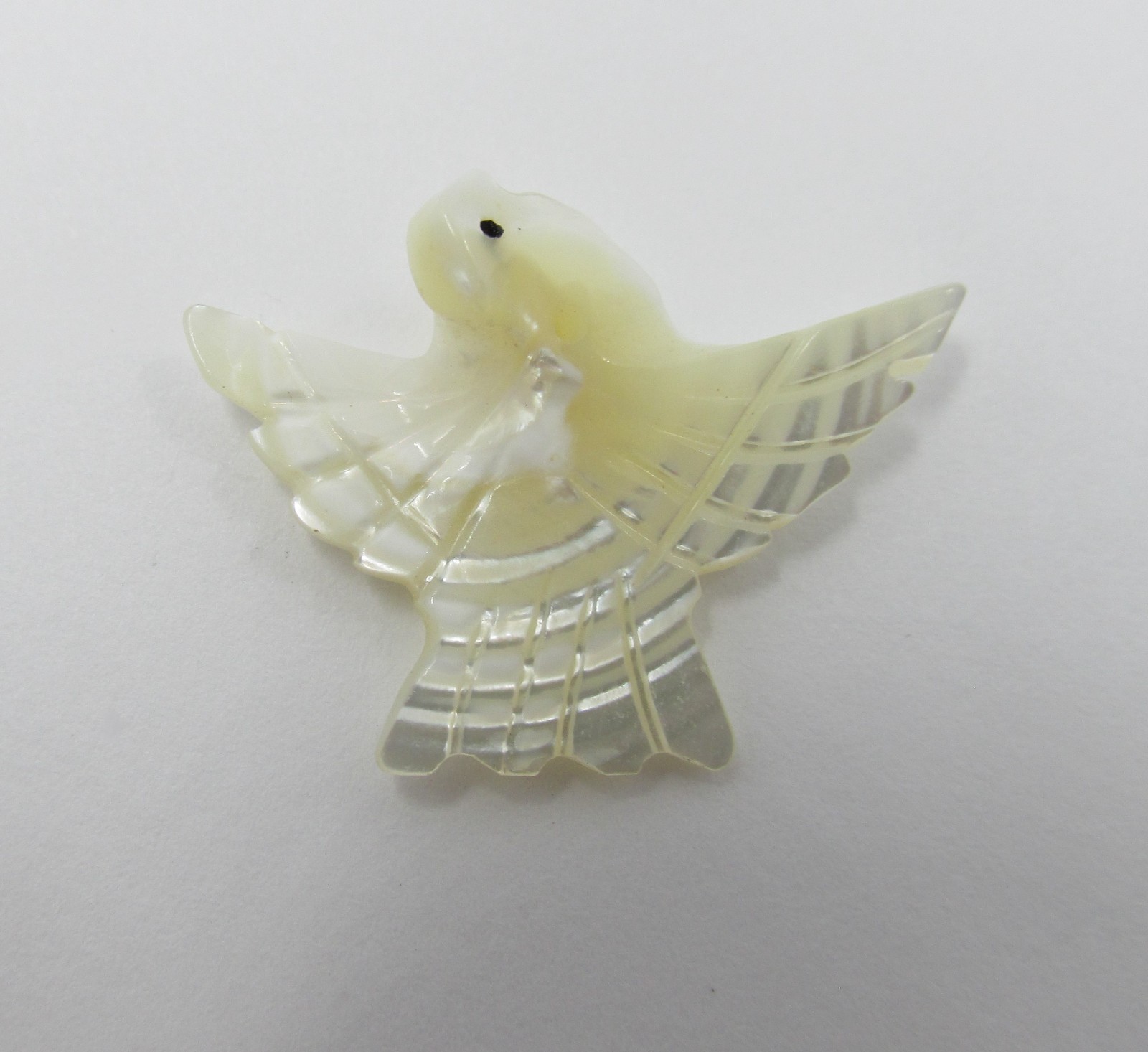 Vintage Mother of Pearl Carved Dove Bead Charms Jewelry Artisan Made