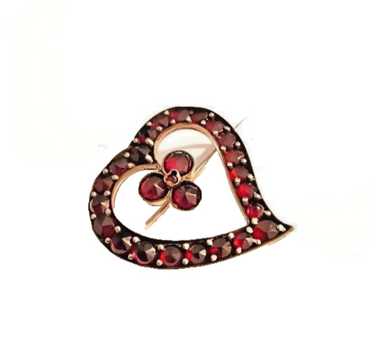 ANTIQUE VICTORIAN GF WITCHES HEART TREFOIL PIN c1890’S