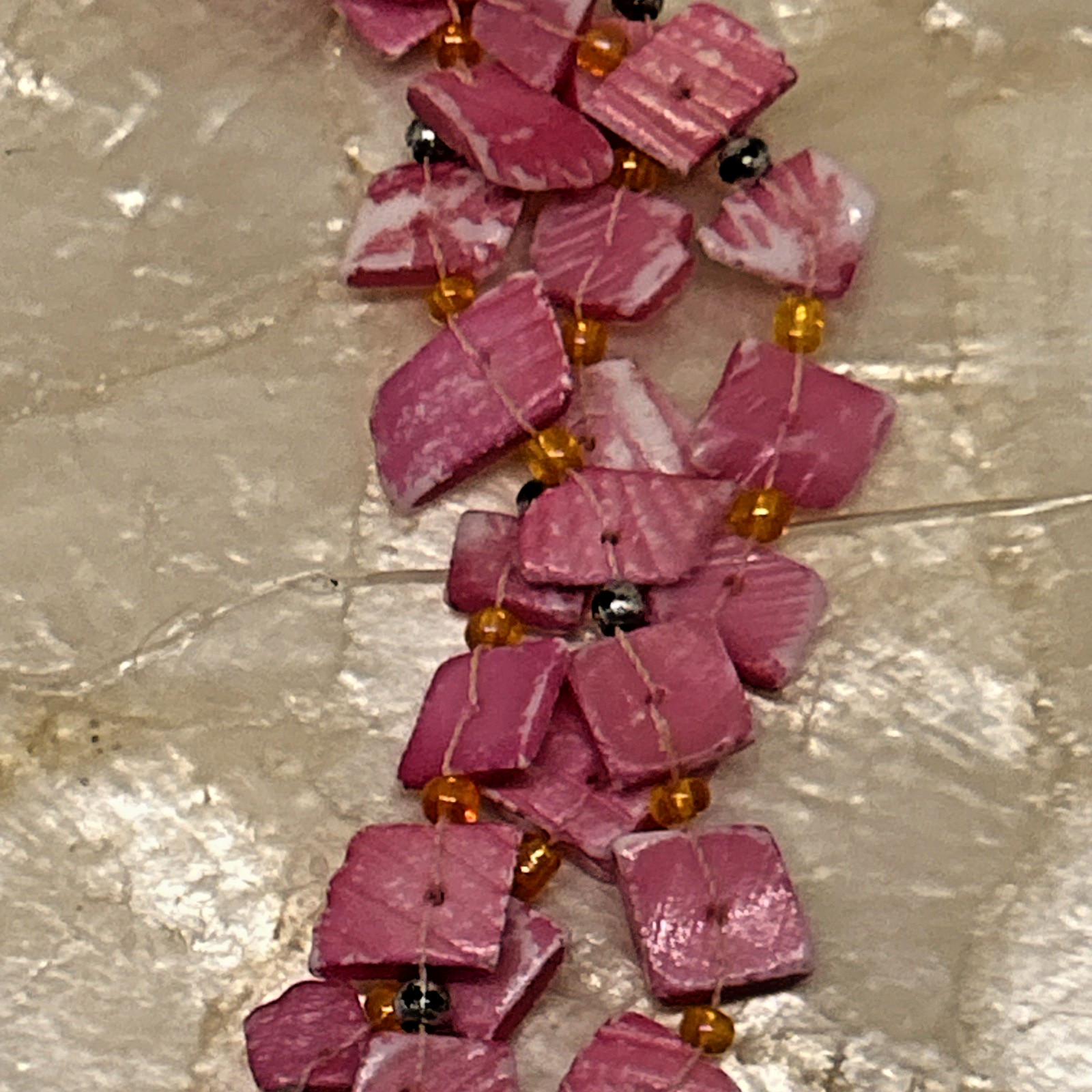 Vintage Coldwater Creek Multi-Strand Pink Shell Necklace Choker Style