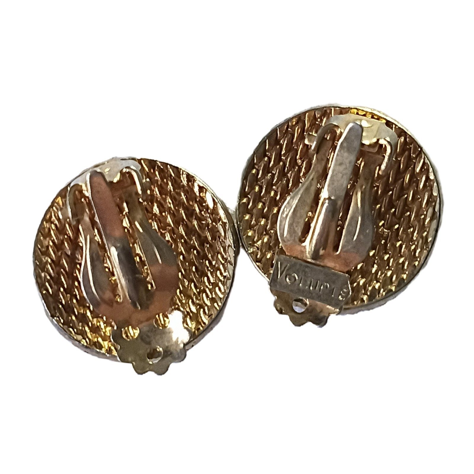 VTG 1950’s Valupte Gold Tone Etched Floral Design Circular Clip-on Earrings 3/4″