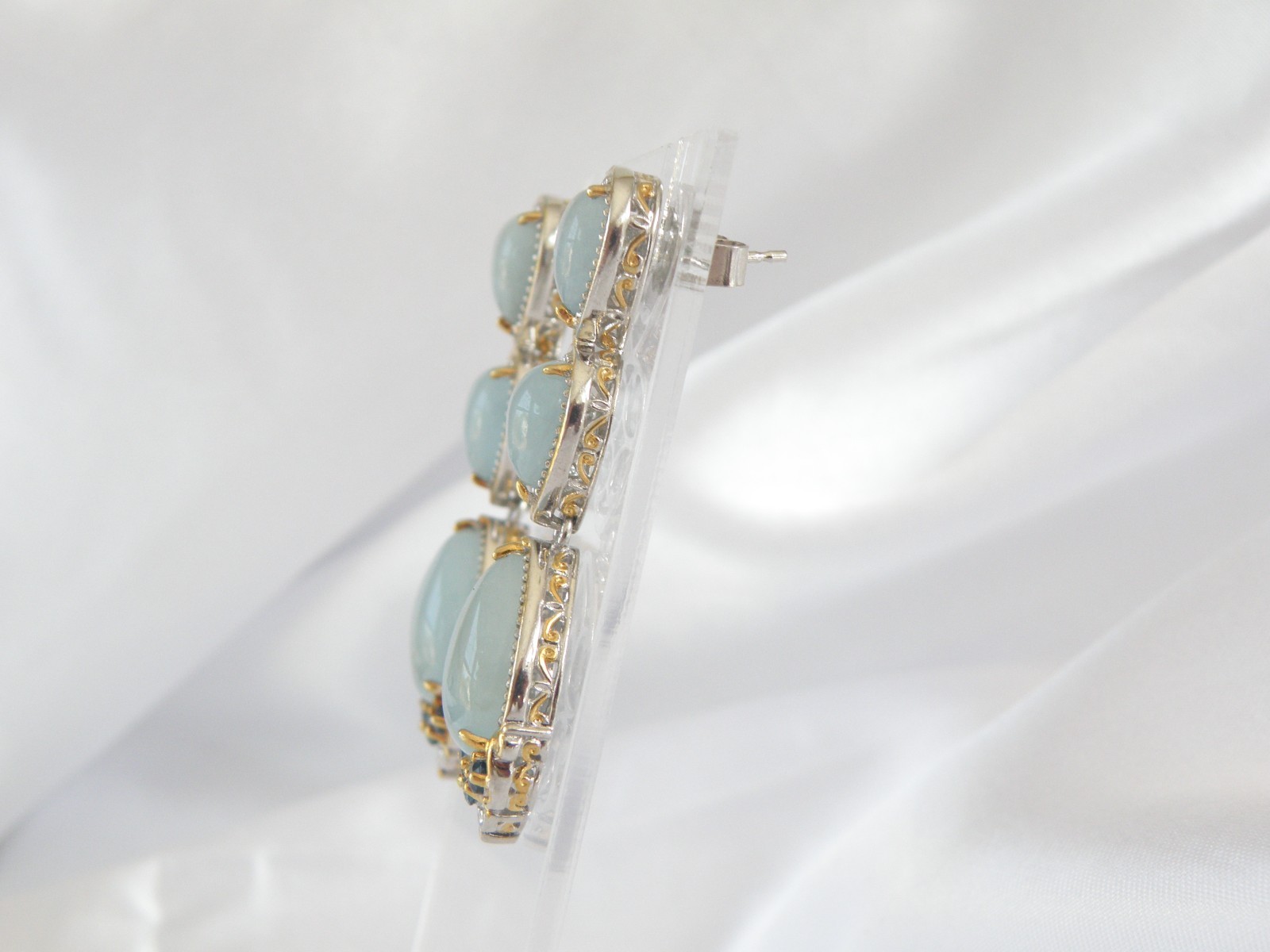 Gem En Vogue Michael Valitutti Sterling Silver 925 Milky Aquamarine Earrings