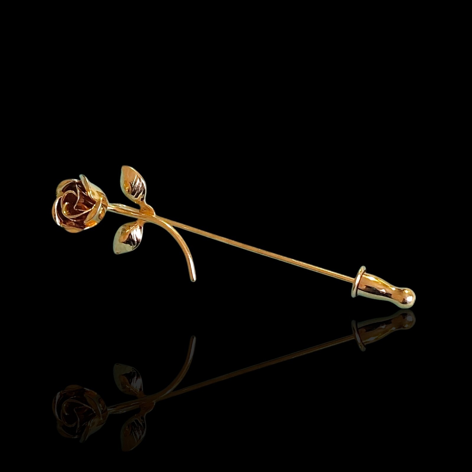 Vintage Monet Gold Tone Flower Rose Stick Pin Garden Spring Floral Nature Plants