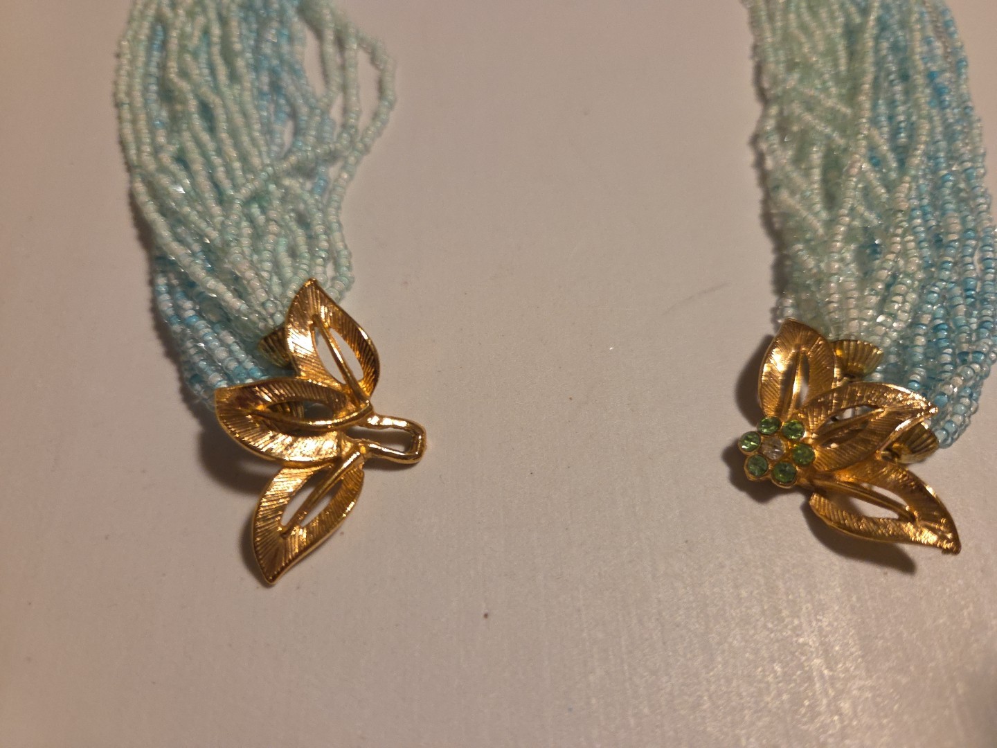 BeautifulVintage Aqua Beaded Necklace And Clip Earrings