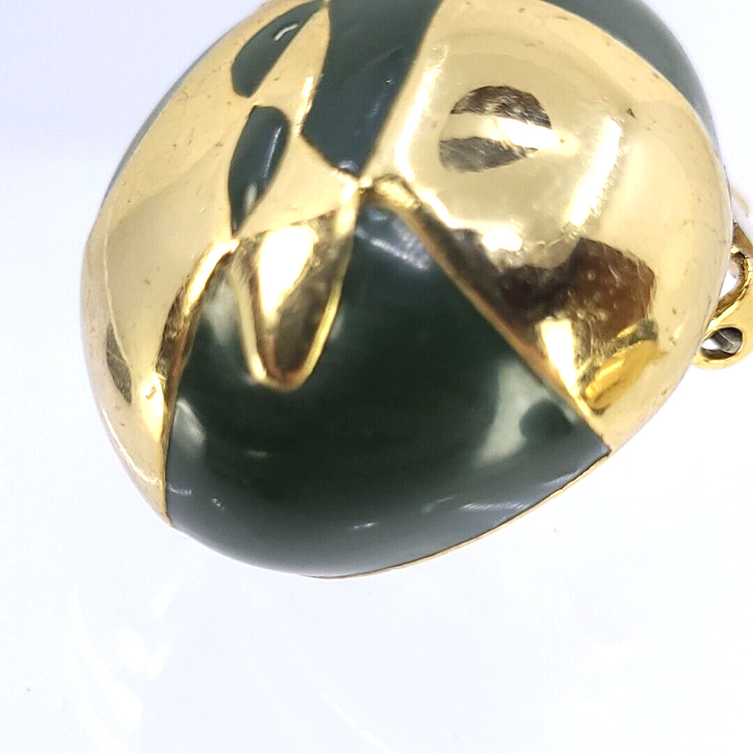 Chunky Vintage Orena Paris Earrings Clip On Jewelry Couture Jade Color Enamel