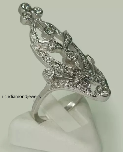 Gorgeous Brilliant Round Cut Lab-Created 1.52CT Diamond Floral Antique Fine Ring