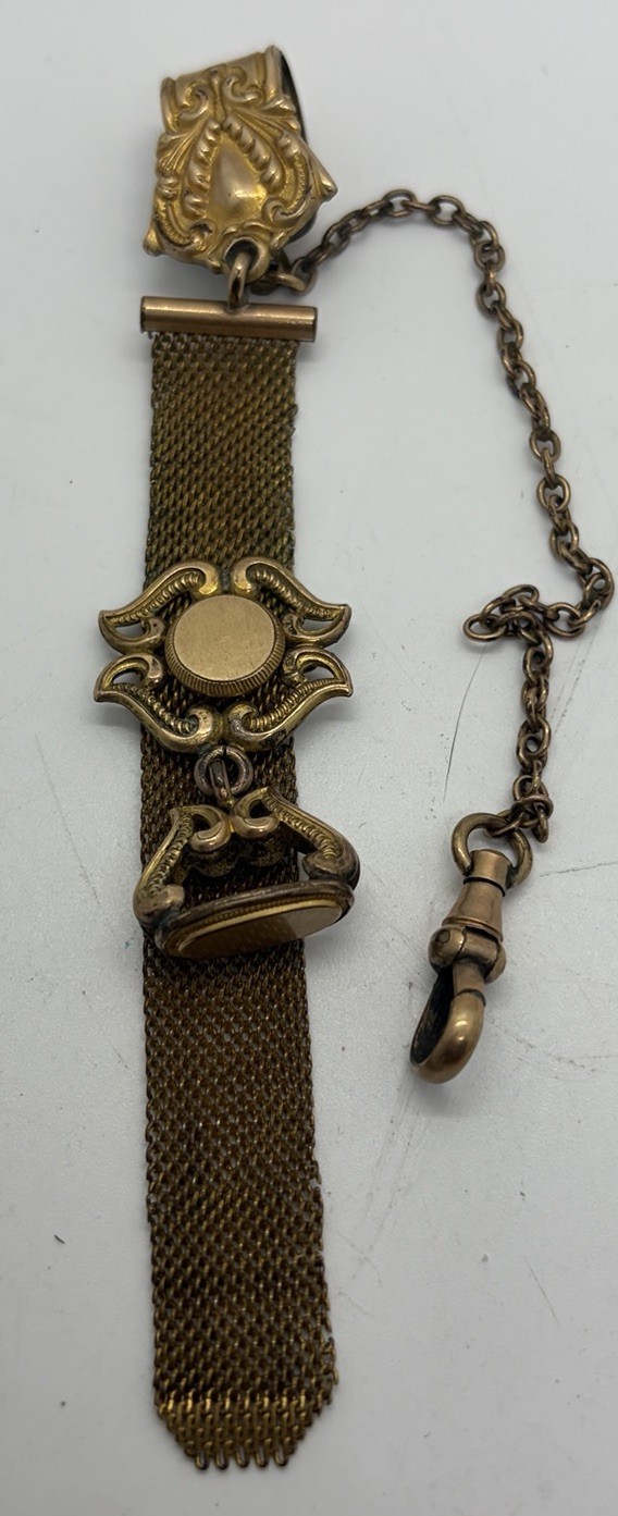 LOT Of 8 Antique Gold Filled Watch Chains Fob, Locket, Brooch, Pendant
