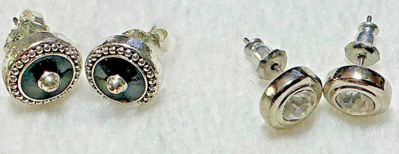 Vintage Silver Tone Drop Post Earring Lot, Napier Mother of Pearl/Abalone