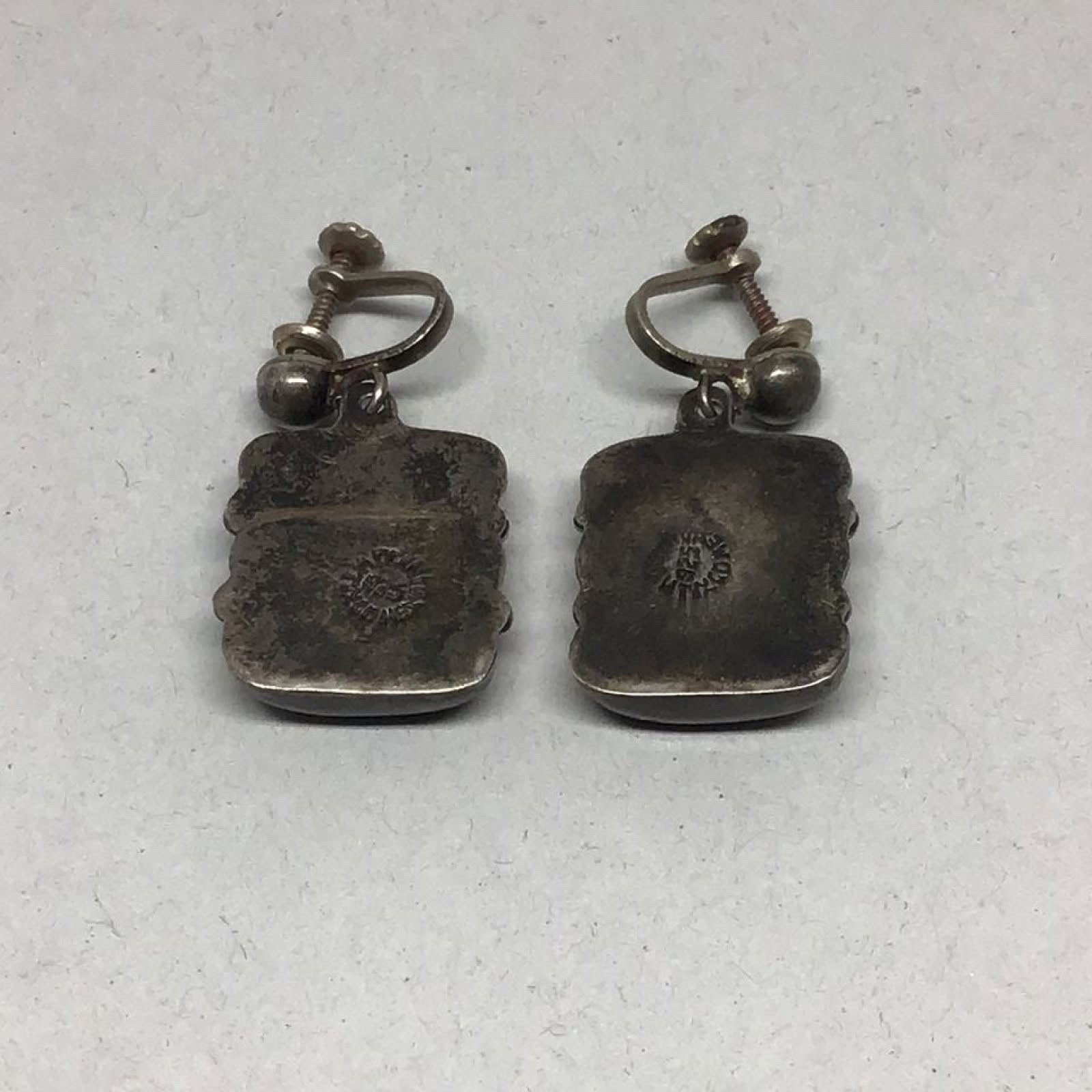Vintage Rare Taxco Modernist M Ocampo Mexico, Sterling & Copper Earrings