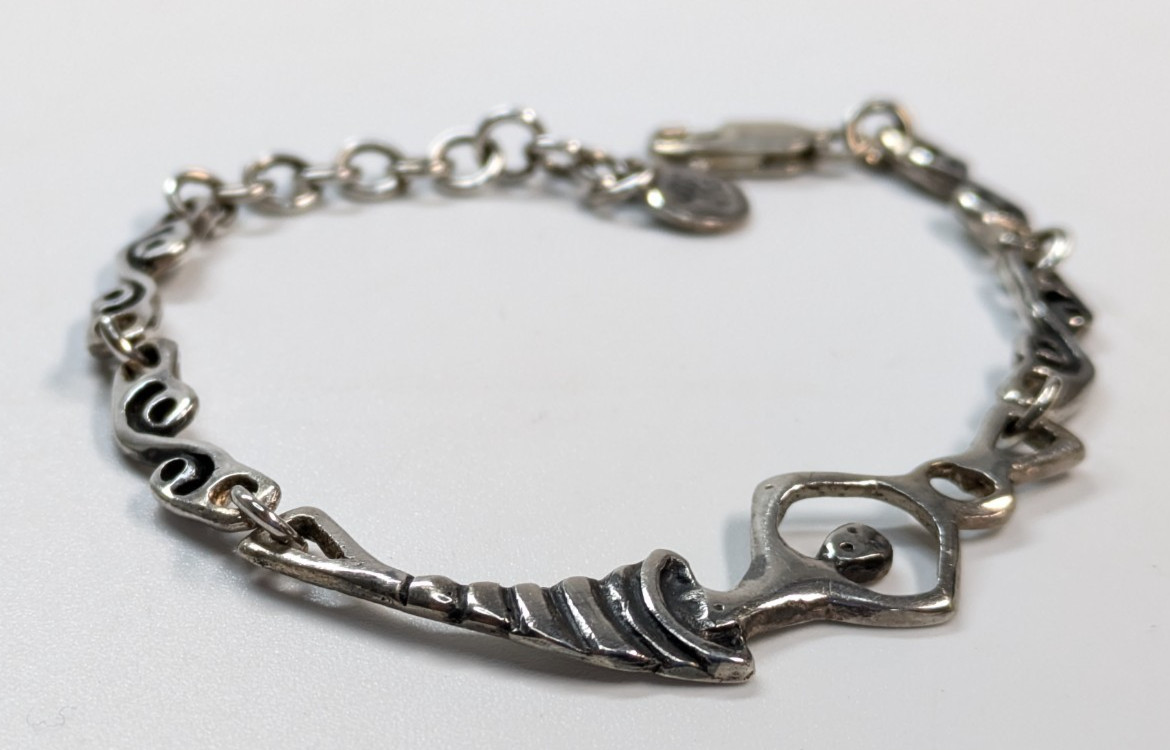 VTG Jilo Mexico Sterling Silver 925 Bracelet Unique Person Bracelet 6-7.5″ Long