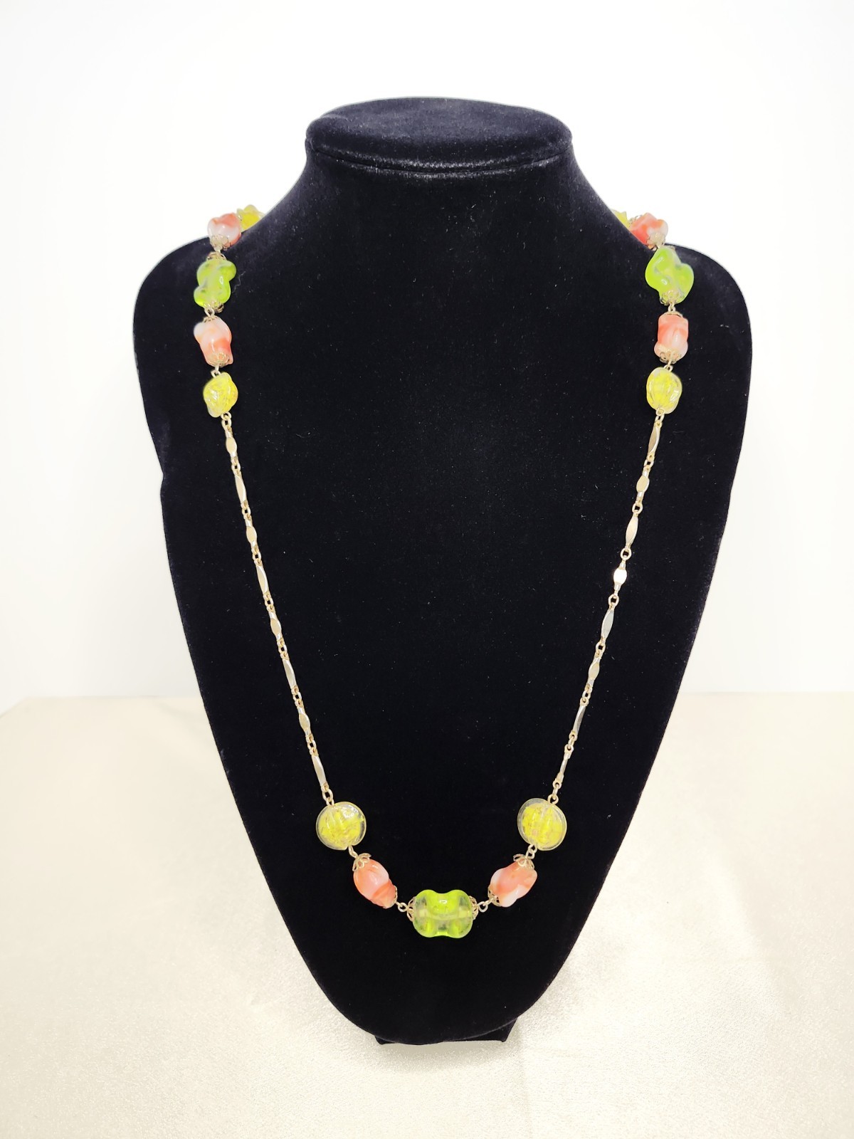 Vintage 36″ Long Artisan Crafted Art Glass Beaded Necklace – Venetian Or Czech?