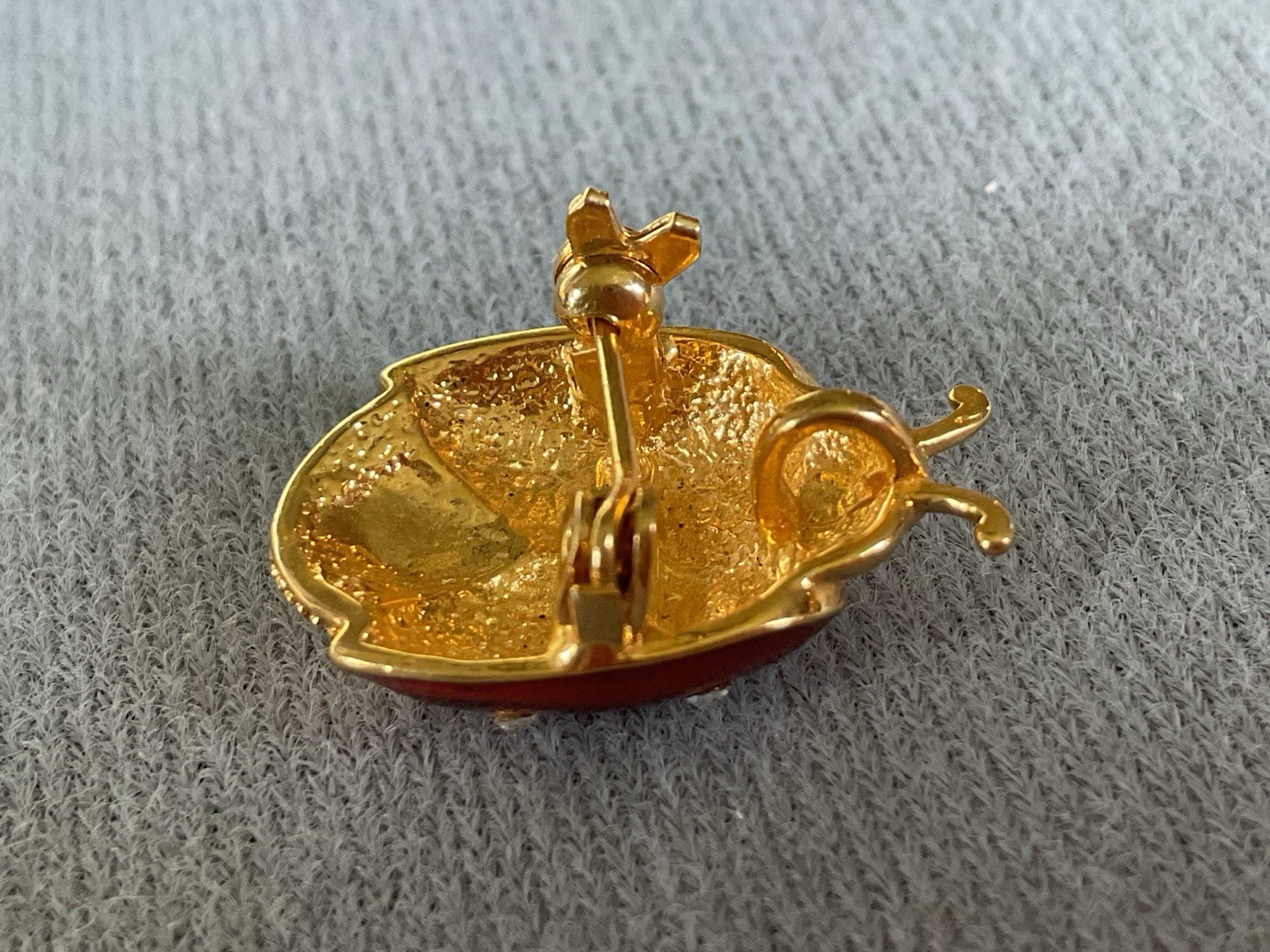 HTF Retired Gold Plated DAR Ladybug Pendant Pin By GARNAY
