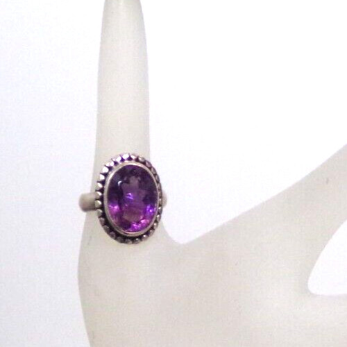 VINTAGE SILVER AMETHYST RING SIZE 9 12 x 15 mm CL88CR JZ90