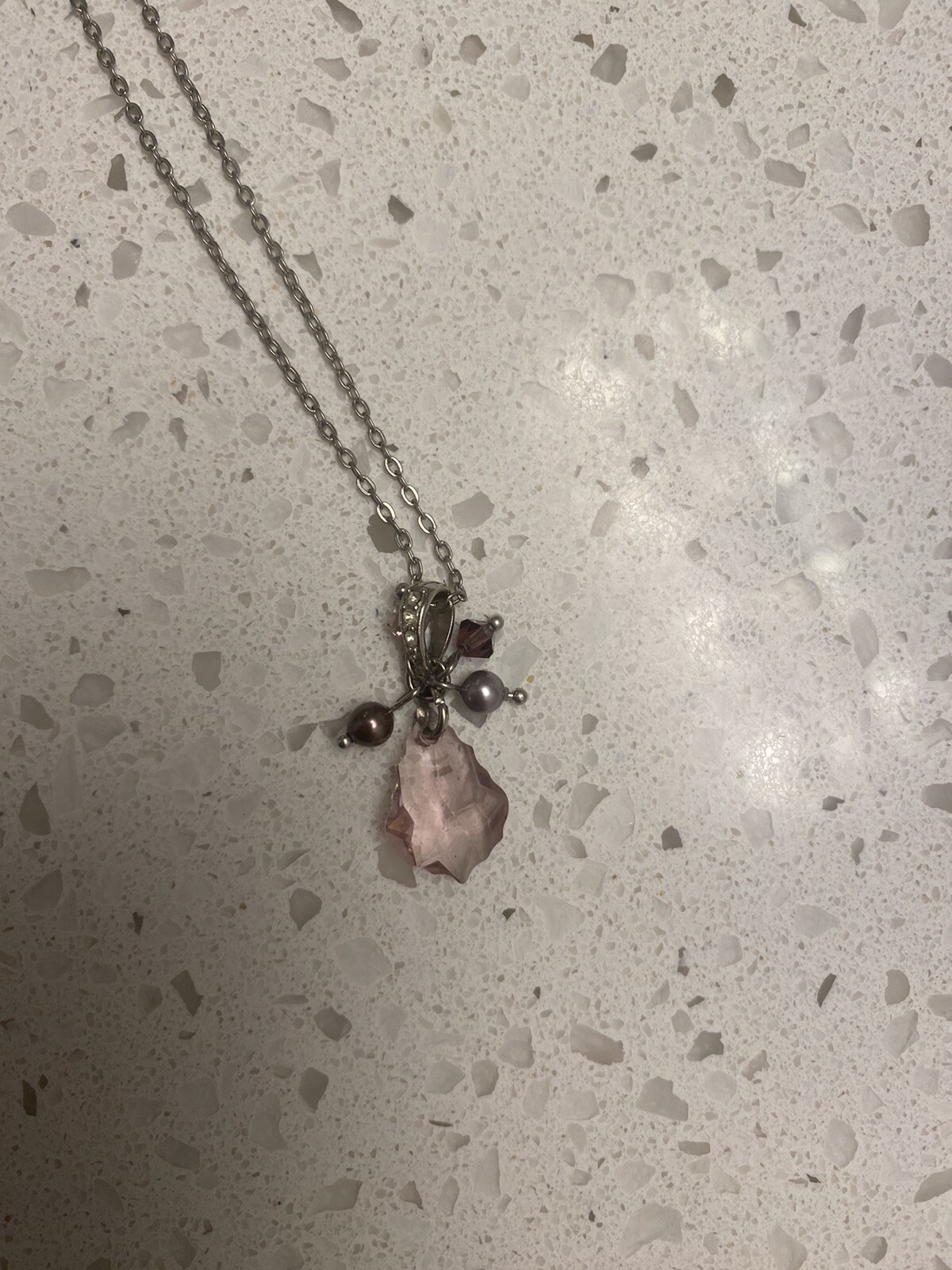 Vintage Pearlmaid JZ Lavender Austrian Crystal Pendant Necklace Purple Boho