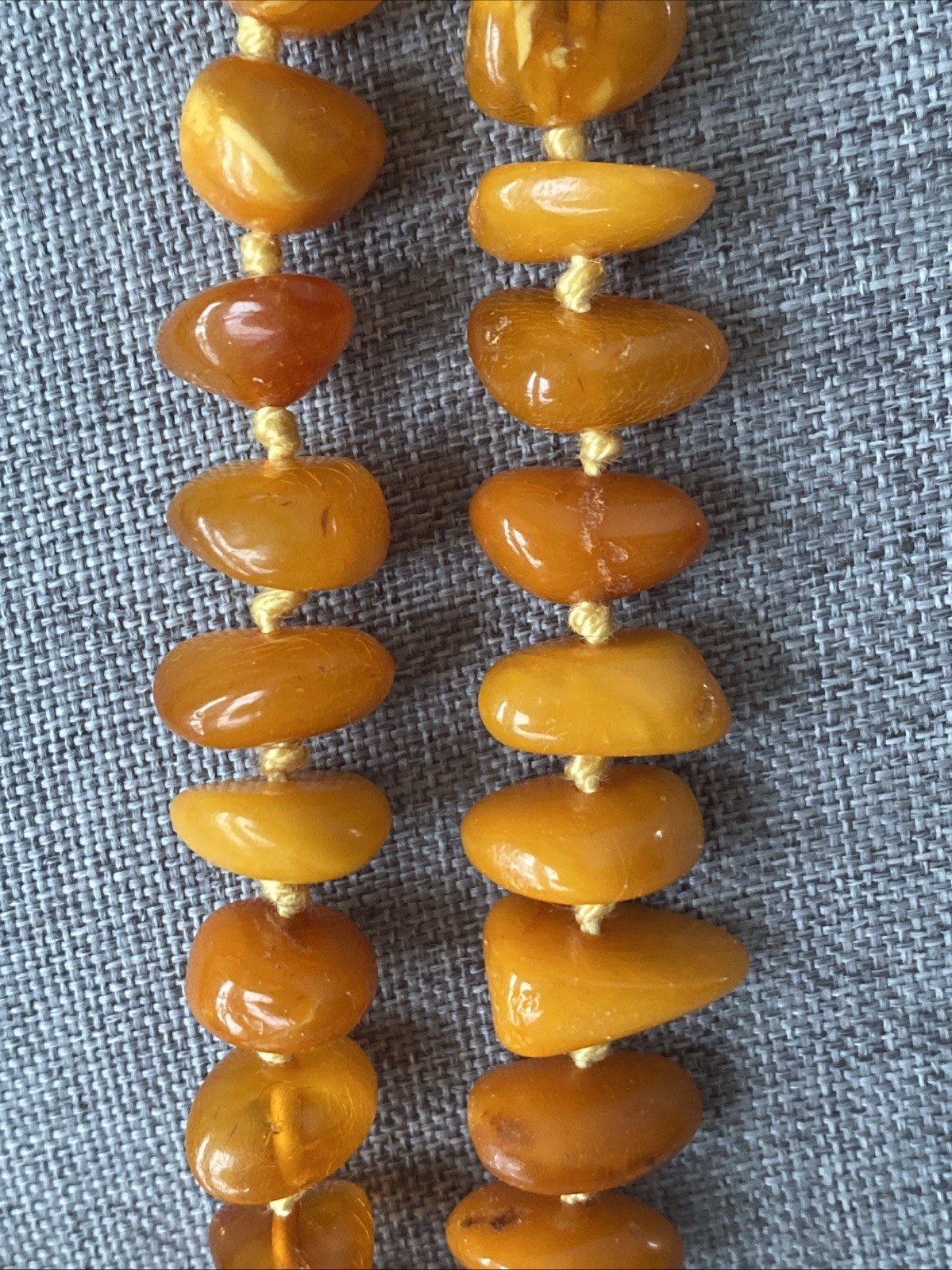 Antique Butterscotch Eggyolk Nugget Genuine Baltic Amber Necklace 126 Grams