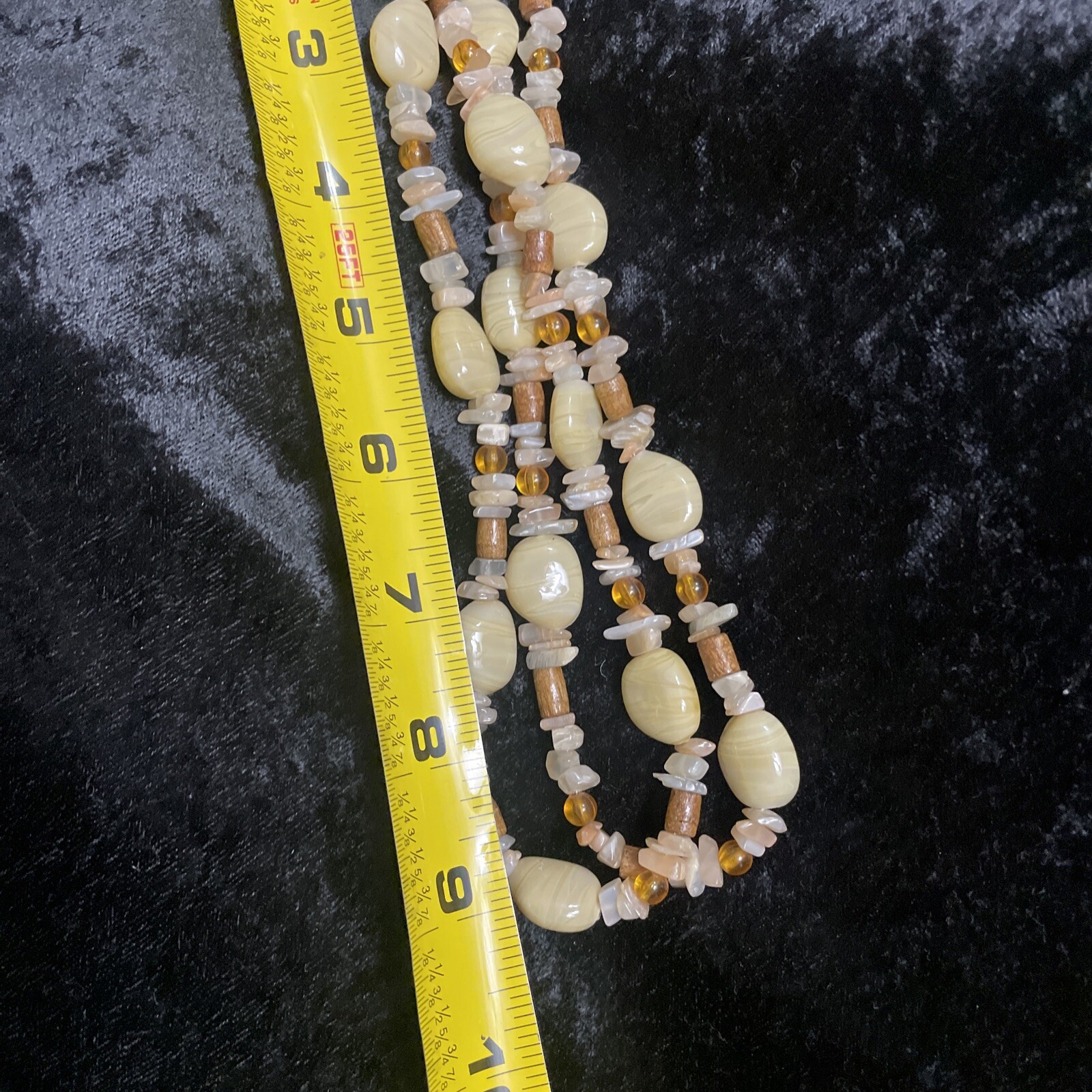 Vtg different Colors shapes natural stone beads double layer adjustable necklace