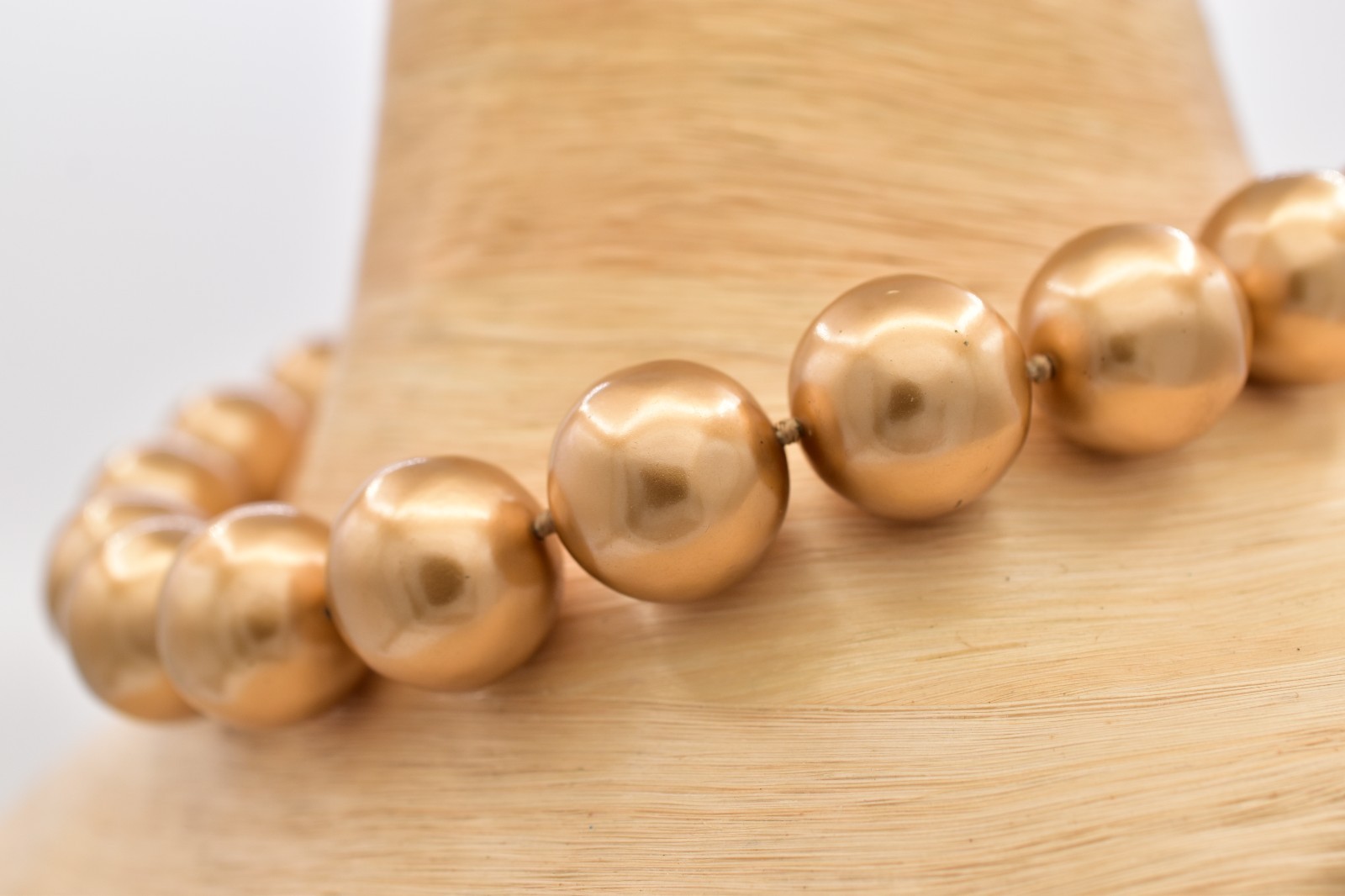 Vintage Chunky Gold Pearl Choker Necklace Large Beaded Statement Collar 80s BinI