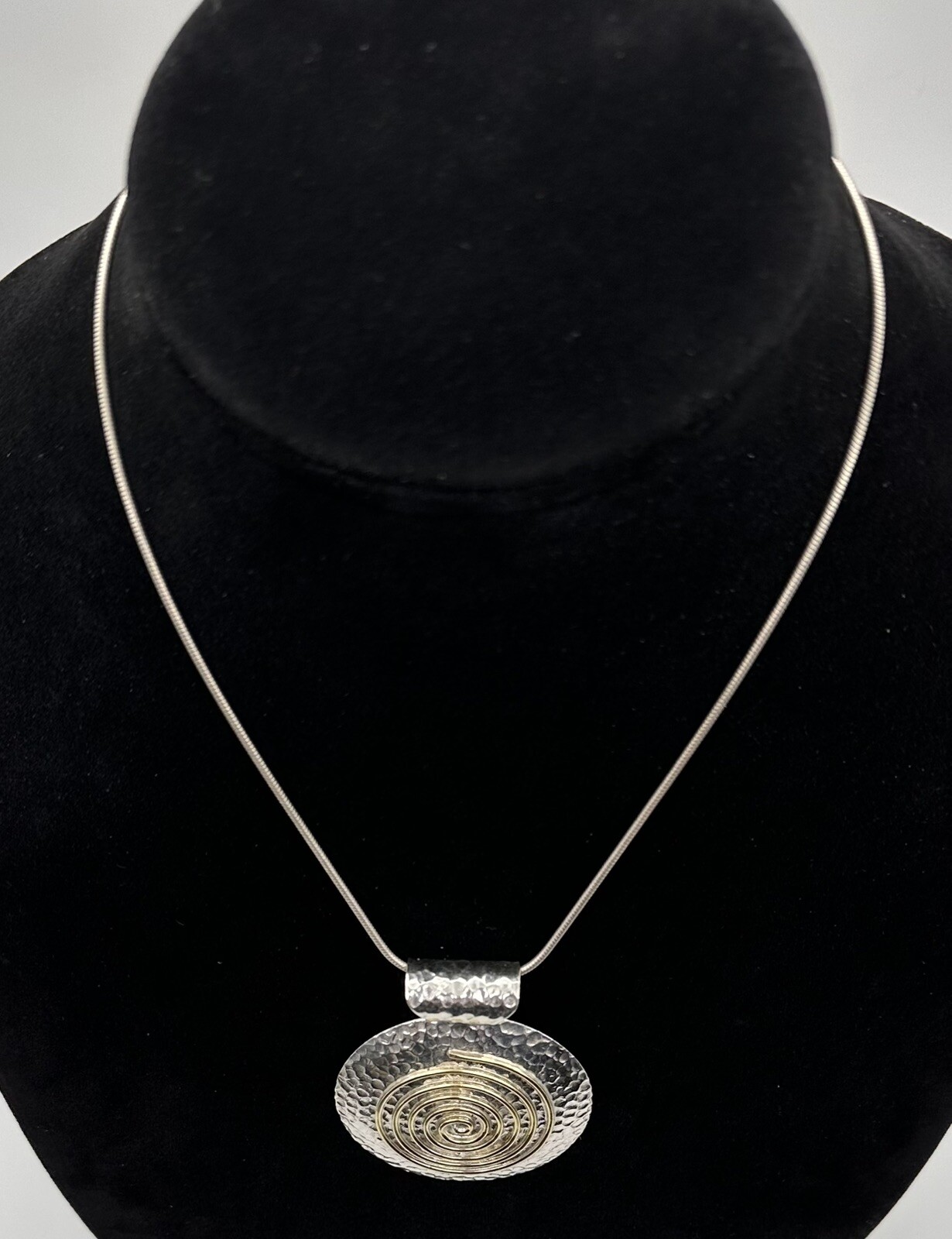 DOMINIQUE DINOUART Sterling Silver 2-Tone Mexico Spiral Pendant & 925 Necklace