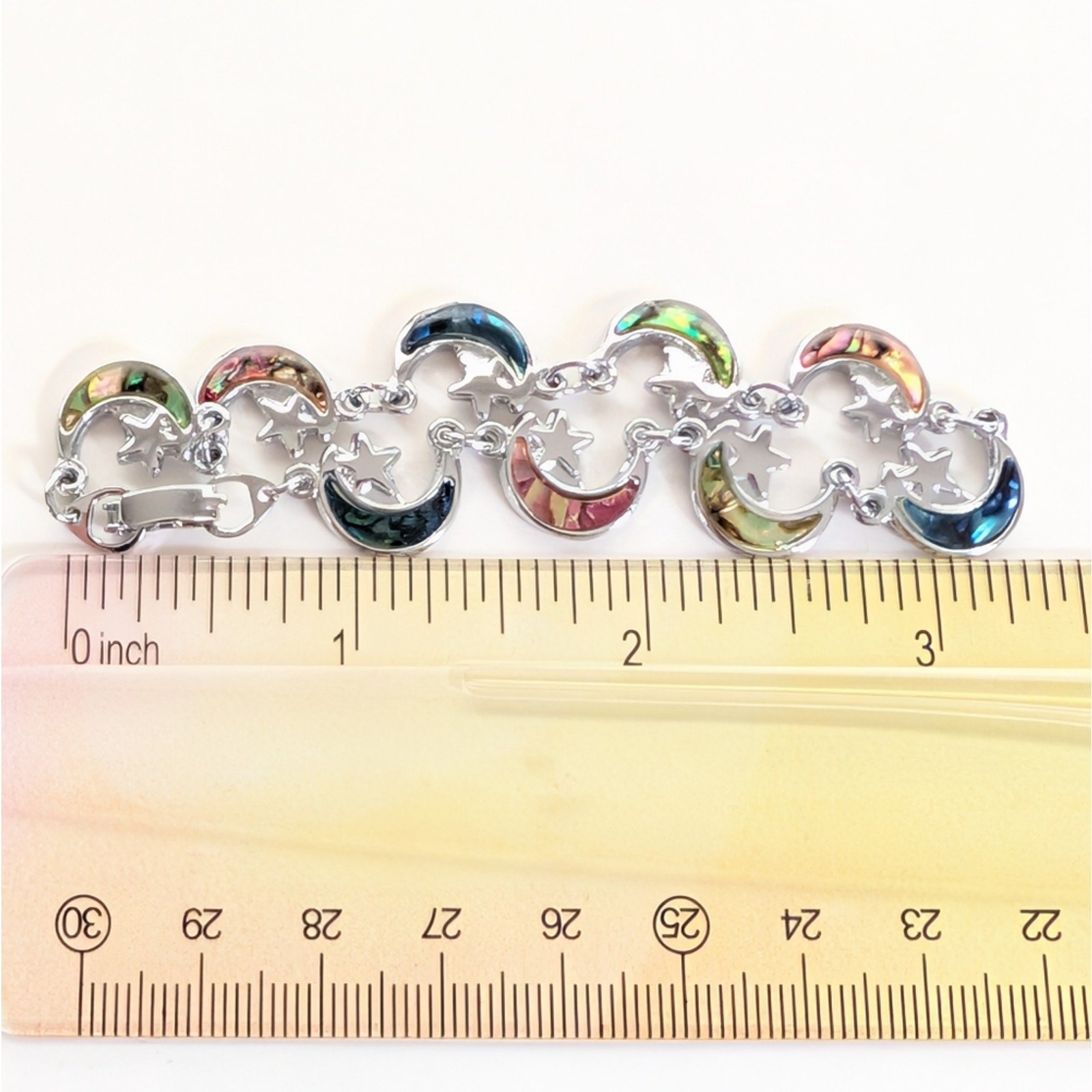 Vintage Y2K 2000s Celestial Boho Moon Star Dyed Abalone Shell Bracelet