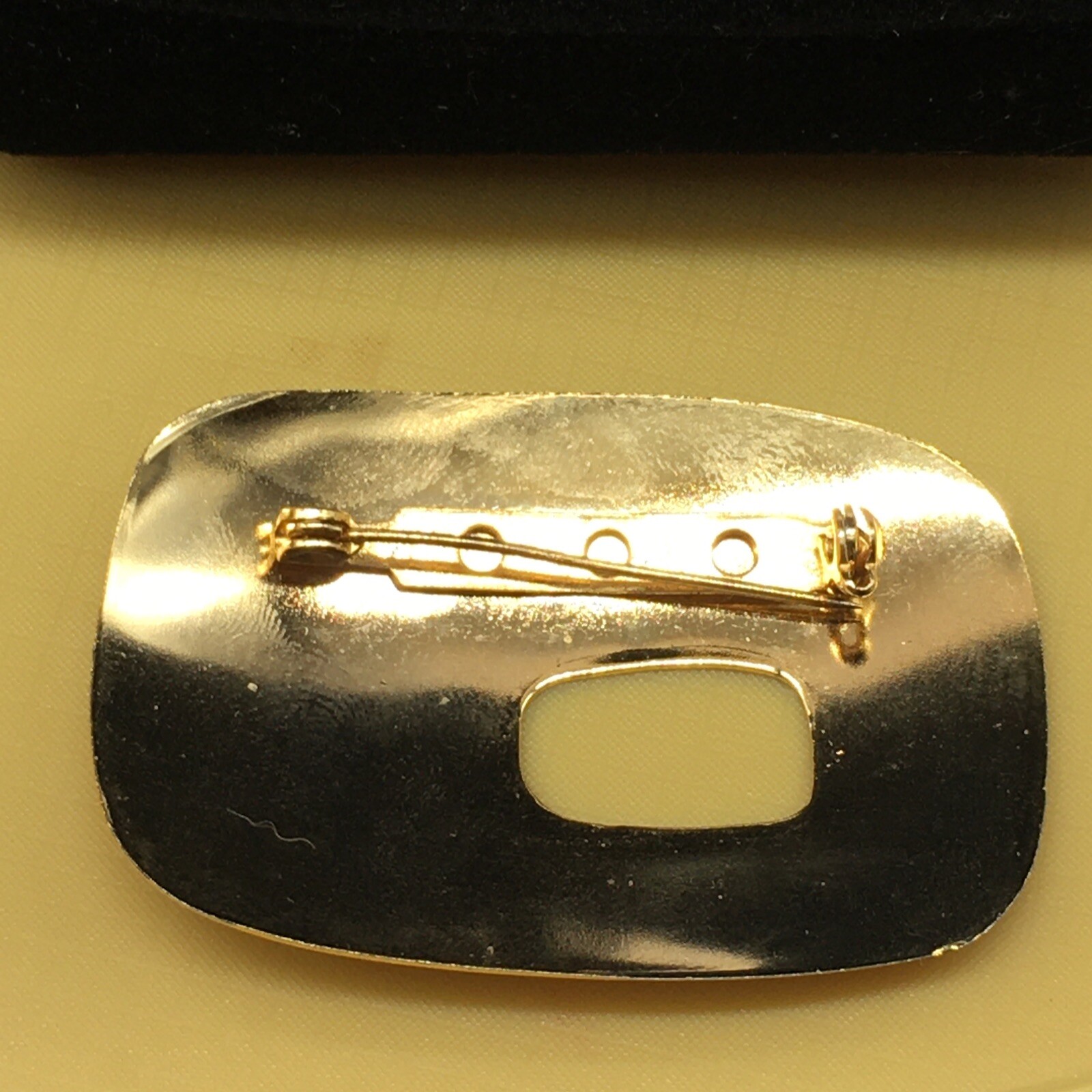 Capsule Modernist Style Brooch Gold Tone 2″