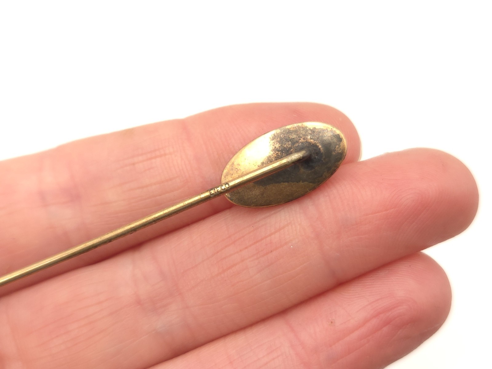 Vintage Antique Art Deco Solid 10K Gold & GF Bloodstone EIF CO Stick Hat Pin