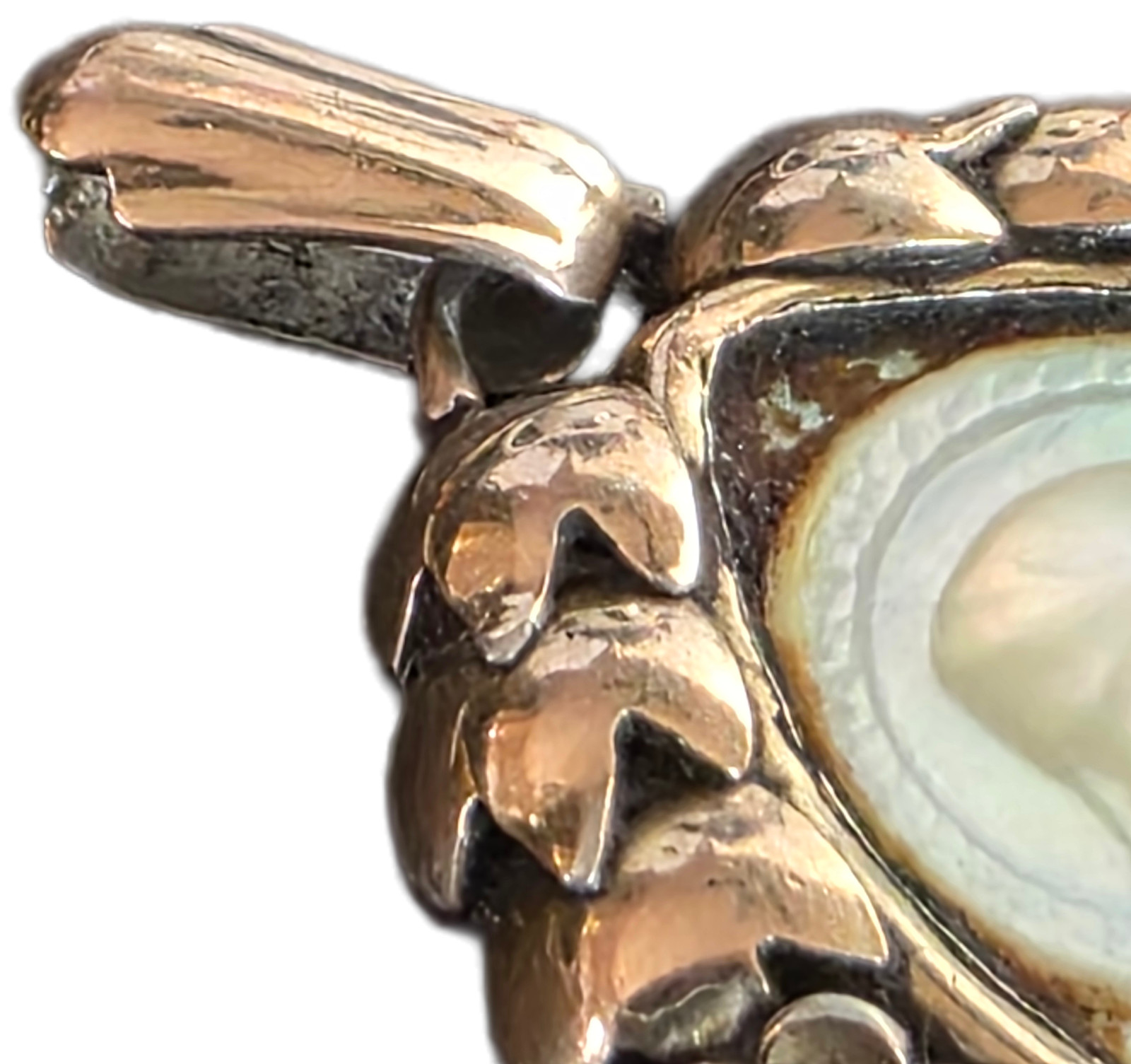 Antique Silver-Gilt Devotional Pendant with Mother-of-Pearl Madonna, c. 1890