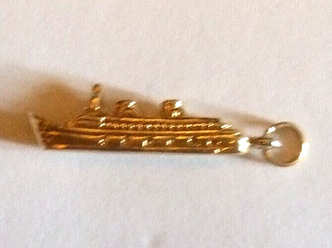 Ocean Liner Charm Gold Plated Sterling Ship Charm for Bracelet Vintage Charm