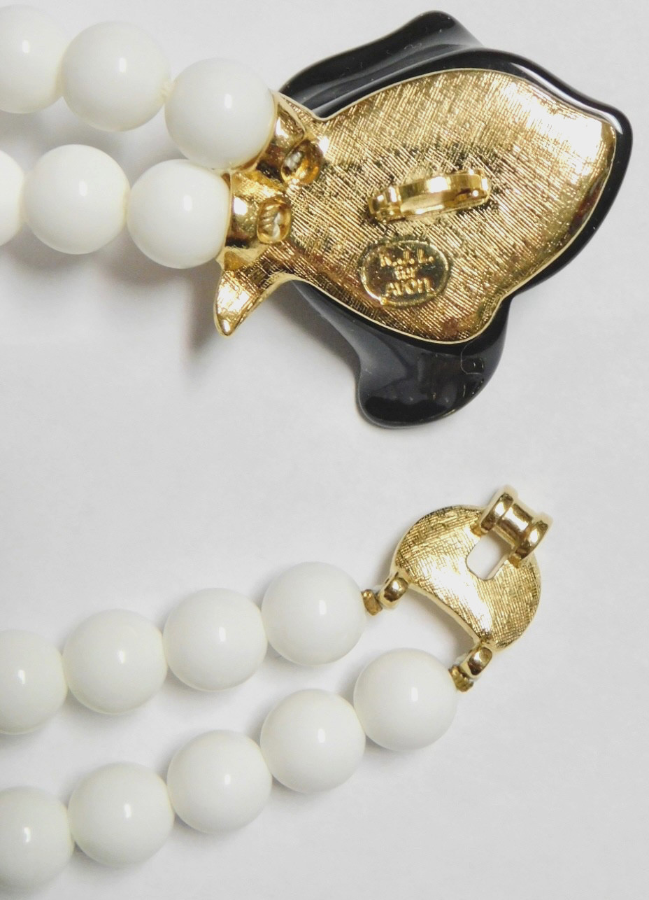 KJL KENNETH J LANE For AVON MIDNIGHT ROSE WHITE BEADED STATEMENT NECKLACE 1987