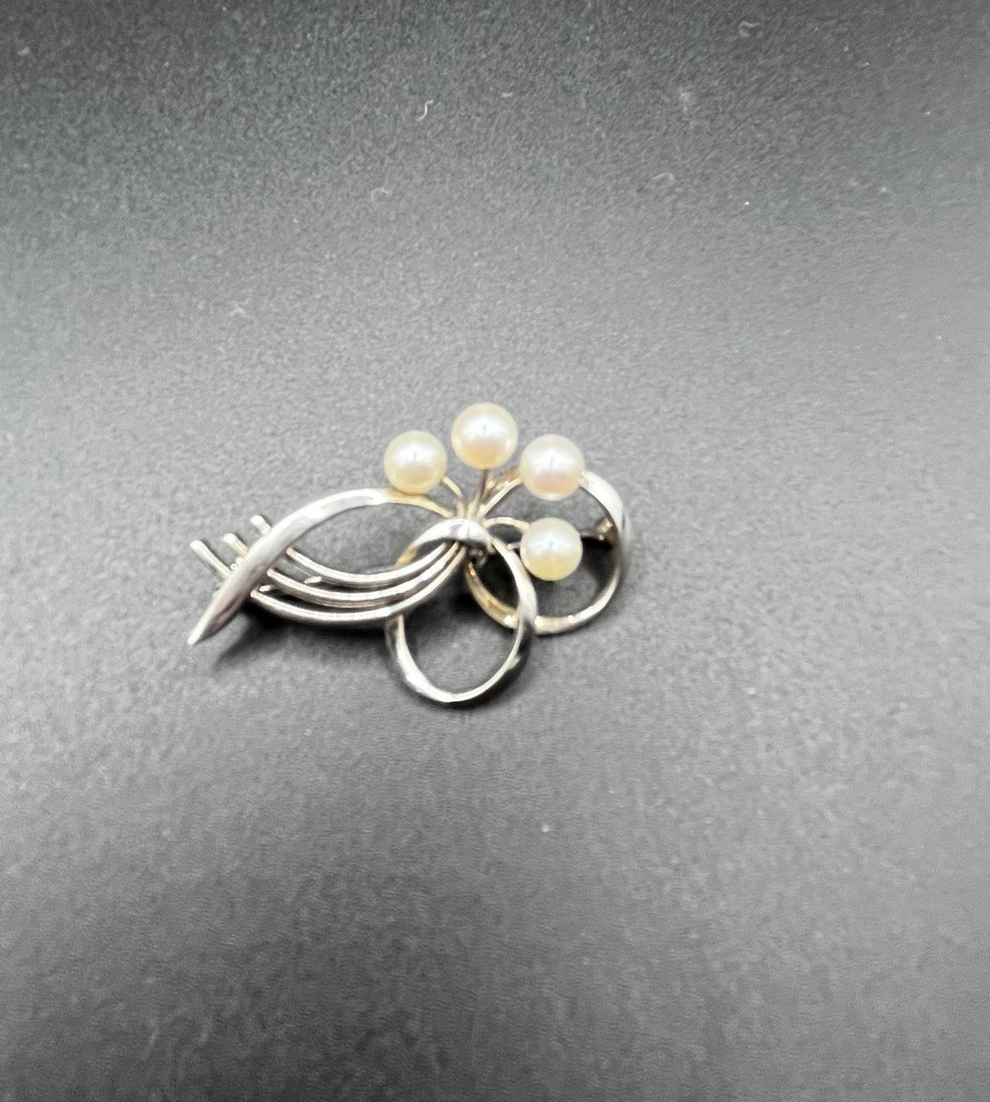 Mikimoto Japanese Brooch Vintage Signed Akoya Pearl Sterling Silver