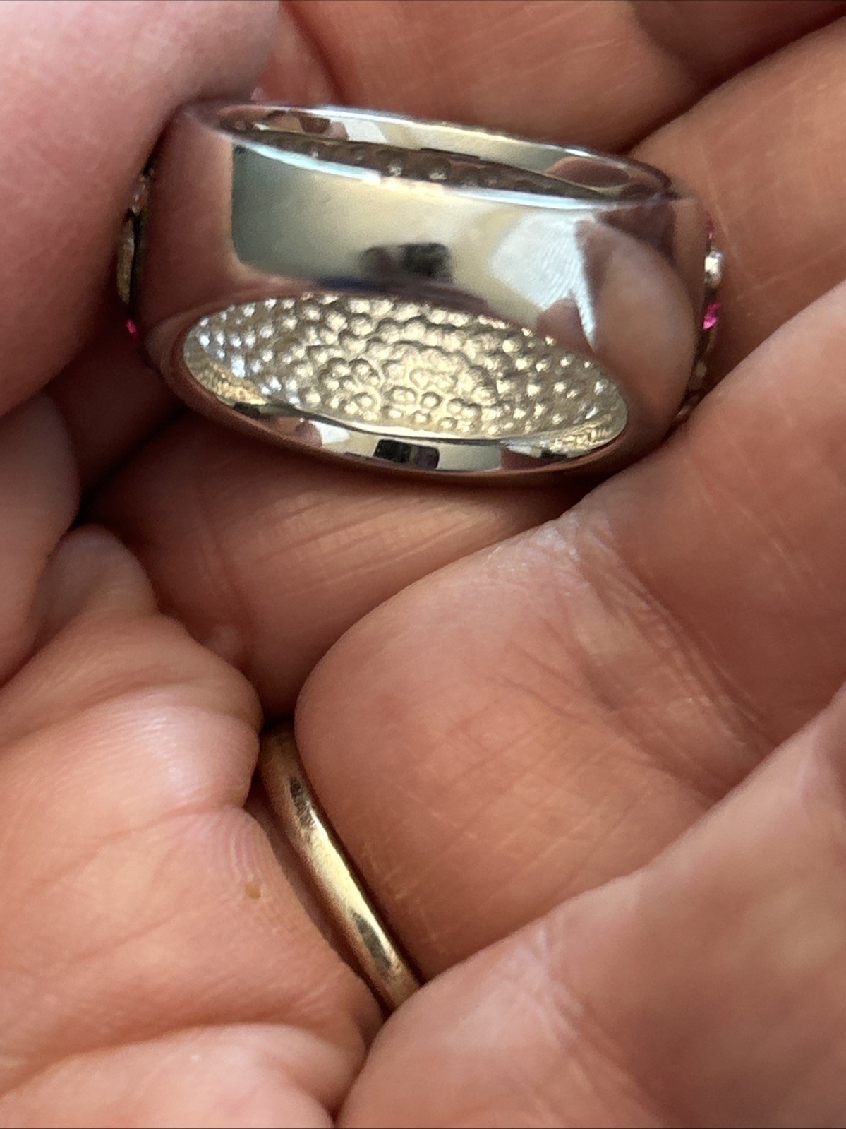 Vintage INox 316L Stainless With Multicolor Faceted “Crystals,Gems, Or ?” Ring