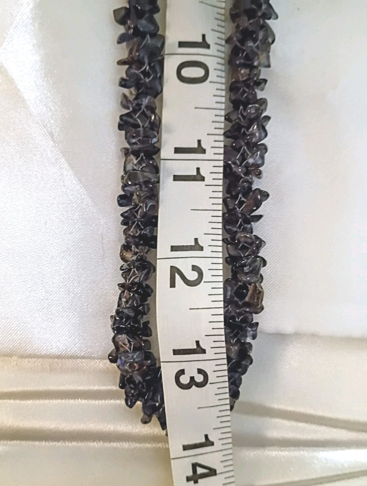 Vintage 28″ Natural Iolite Polished Purple Grey Chip Bead Statement Necklace
