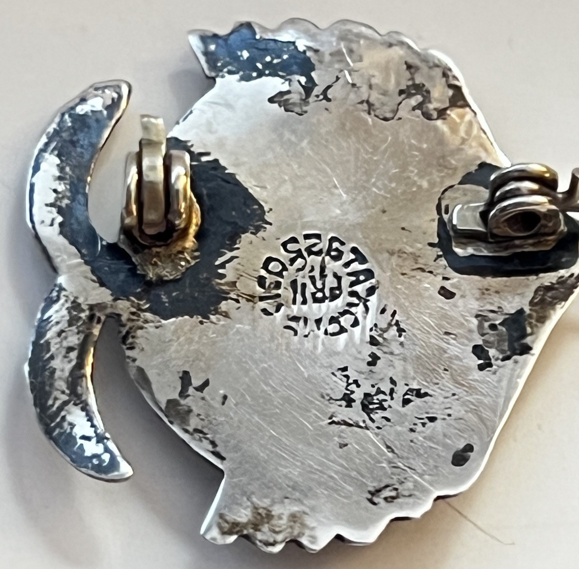 Vintage Taxco Mexico FRH 925 Sterling Silver Abalone Fish Pin Brooch Artisan Mex