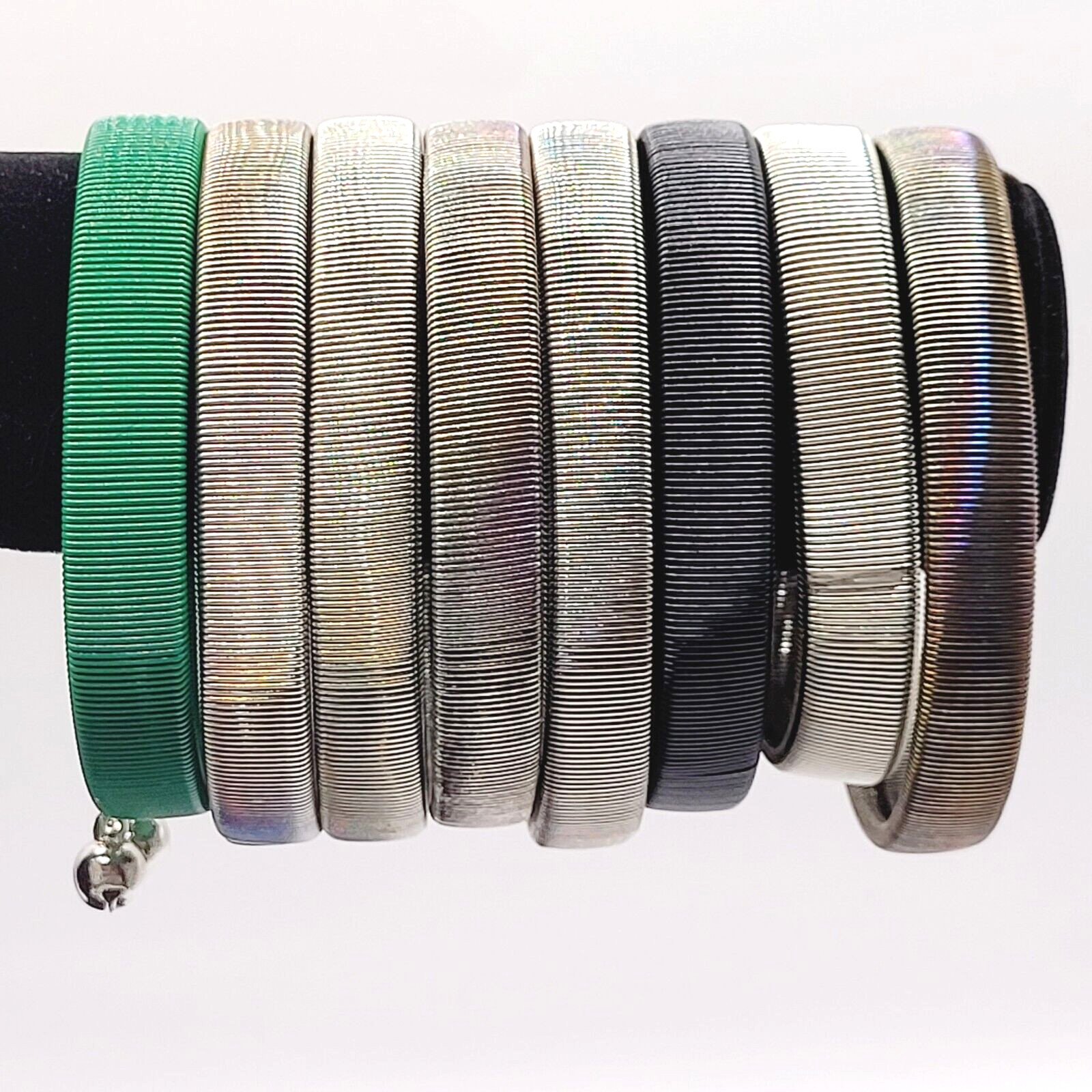 8 Slinky Stretch Coil Shirt Garter Band Style Vintage Bracelet Costume Jewelry