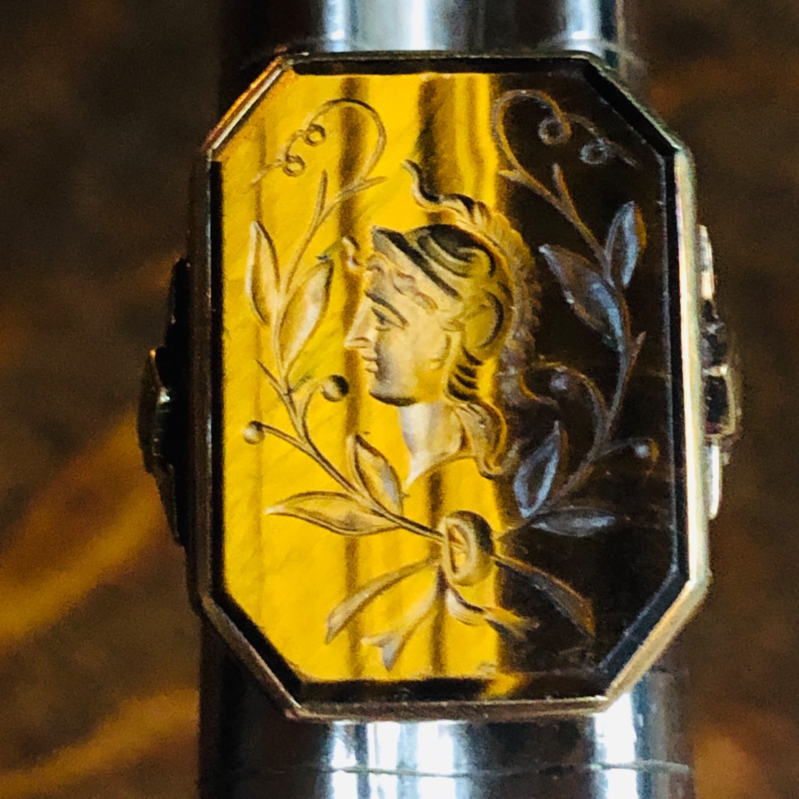 Masterpiece Victorian Period 14K Gold ,Tigereye Intaglio size 10 13.49 Grams