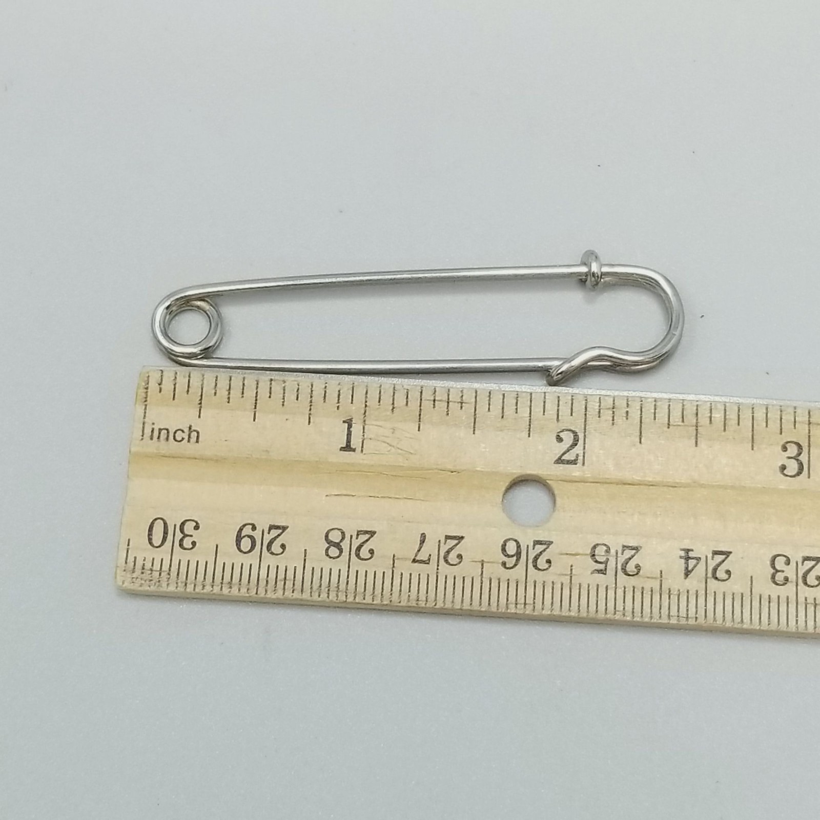 Vintage Large Safety Pin Brooch Silver Tone Kilt Shawl Scarf 2 1/2 Inch