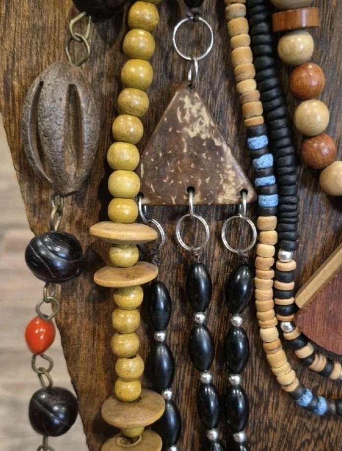 Vintage Wood & Mixed Metal Beaded Necklaces, Set of 6