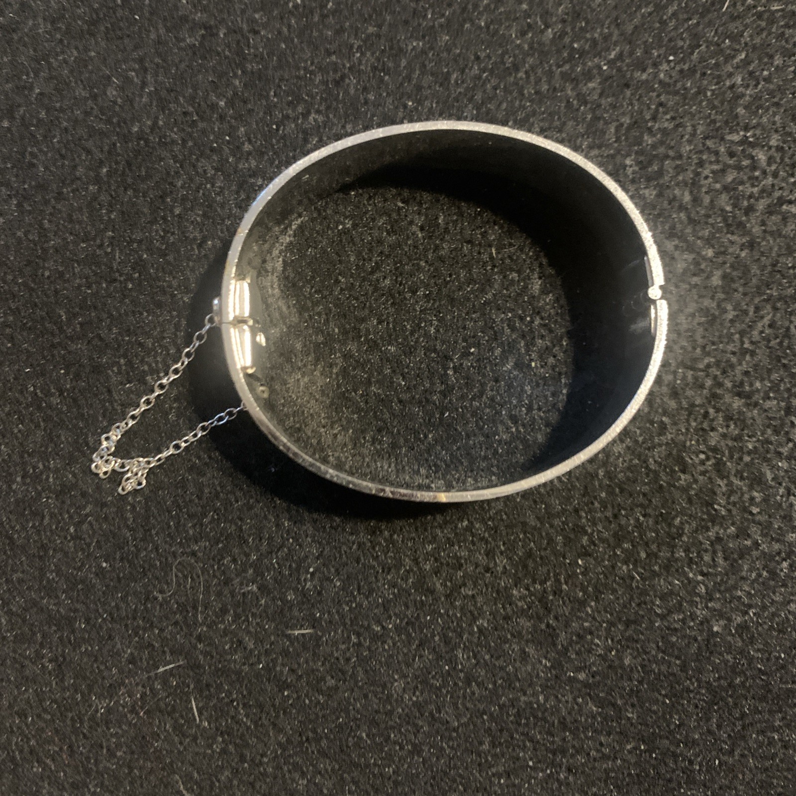 Vintage Whiting And Davis Geometric Silver Tone Bracelet Clamper With Chain